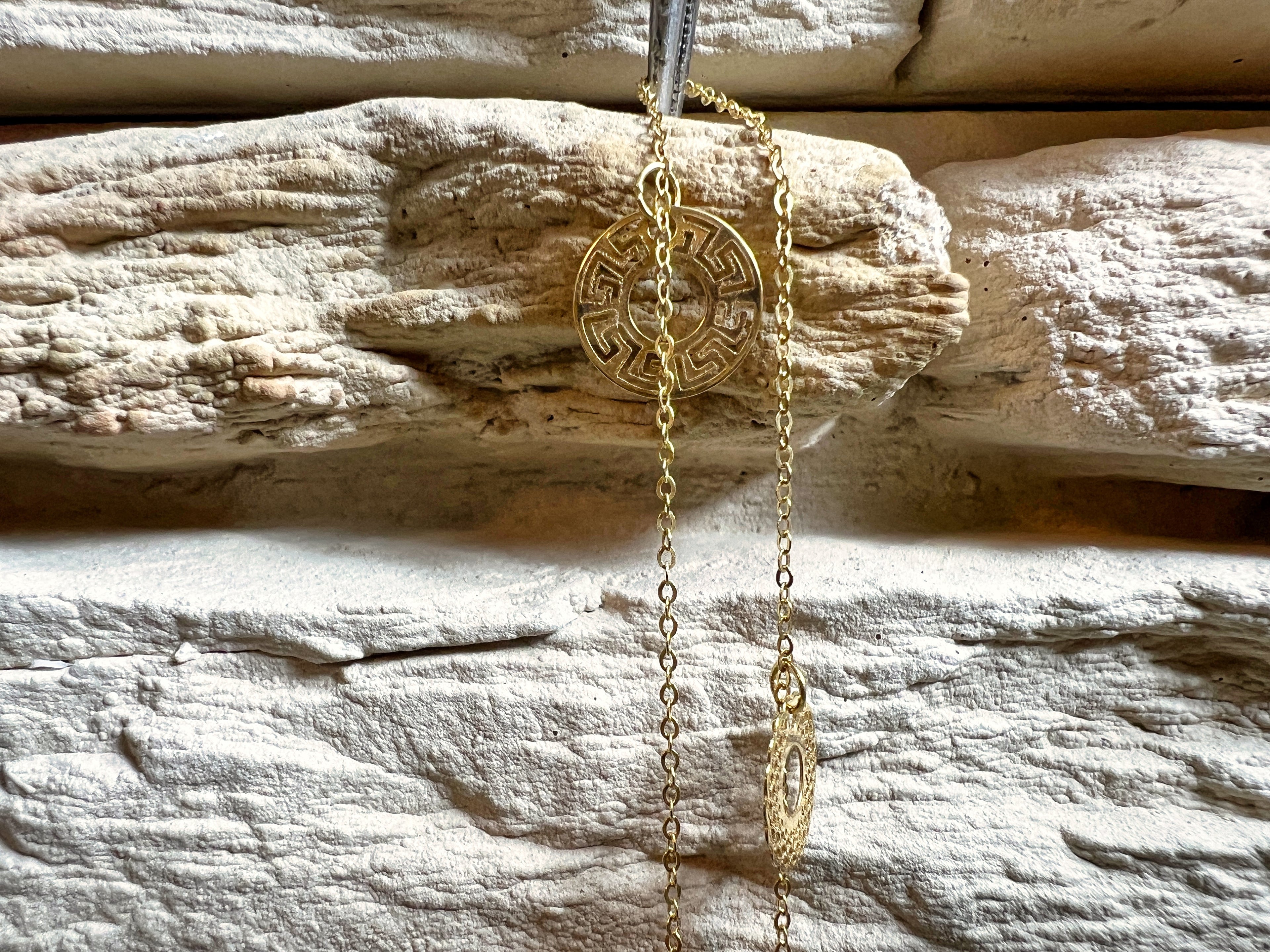 Fußkette aus 585er Gold - mit Plättchen - 22,5 cm - 25,5 cm