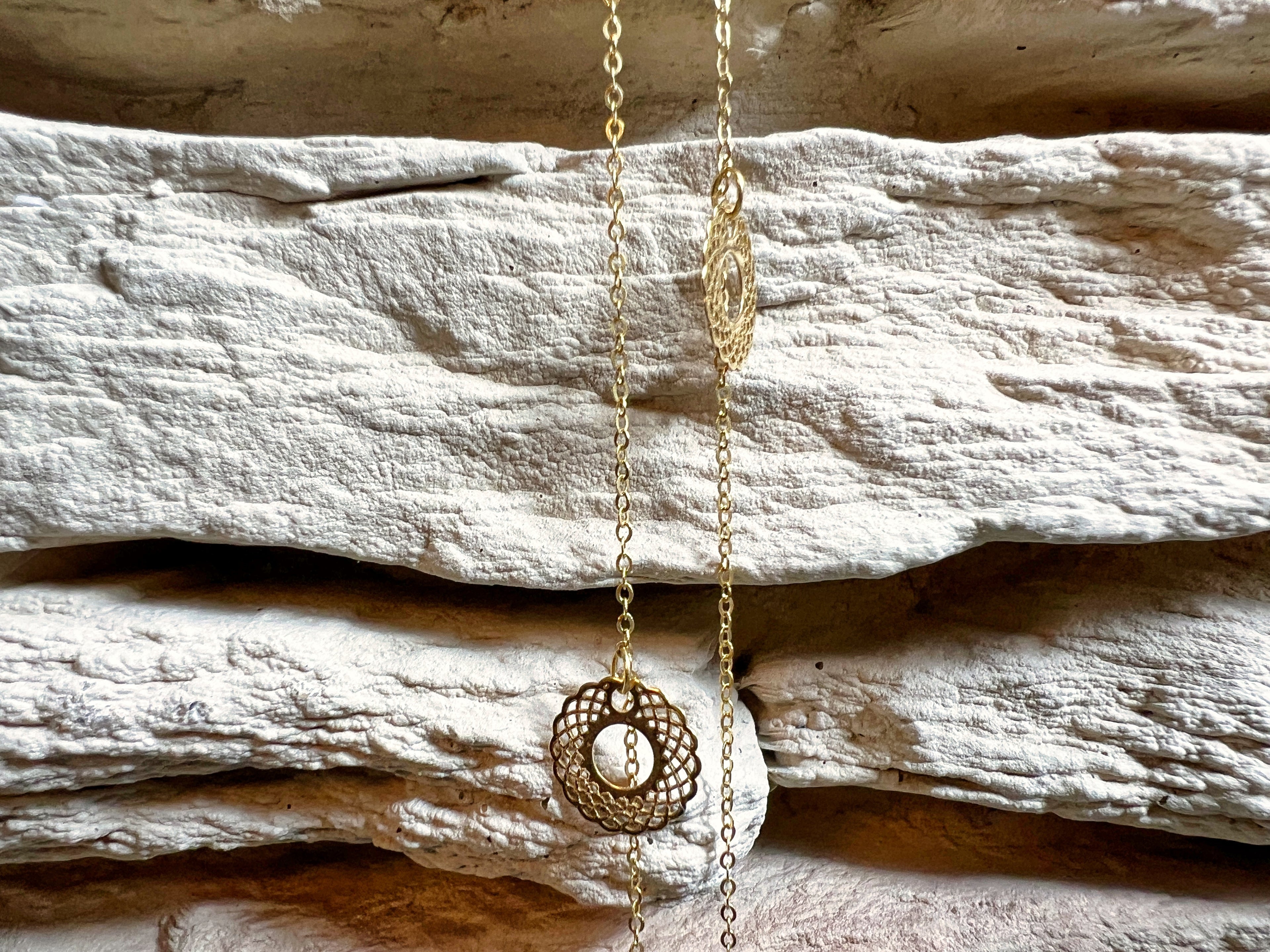 Fußkette aus 585er Gold - mit Plättchen - 22,5 cm - 25,5 cm