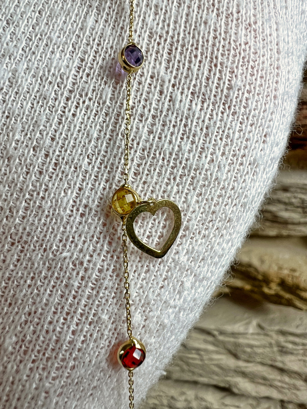 Feines Goldarmband aus 585er Gold - bunte Zirkonia-Anhänger - 17+18,5 cm