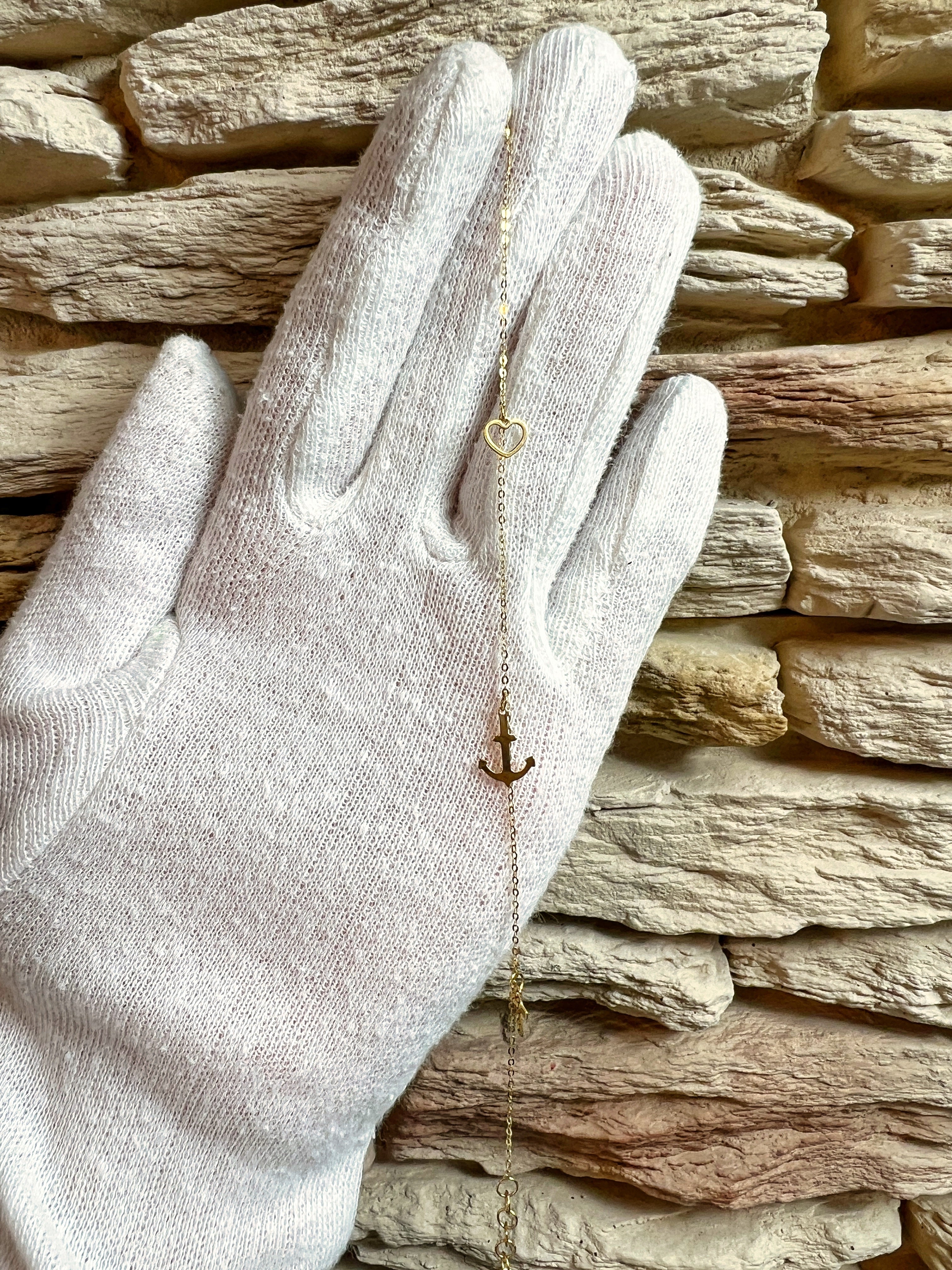 GLAUBE-LIEBE-HOFFNUNG Armband - 585er Gold - 17+19 cm