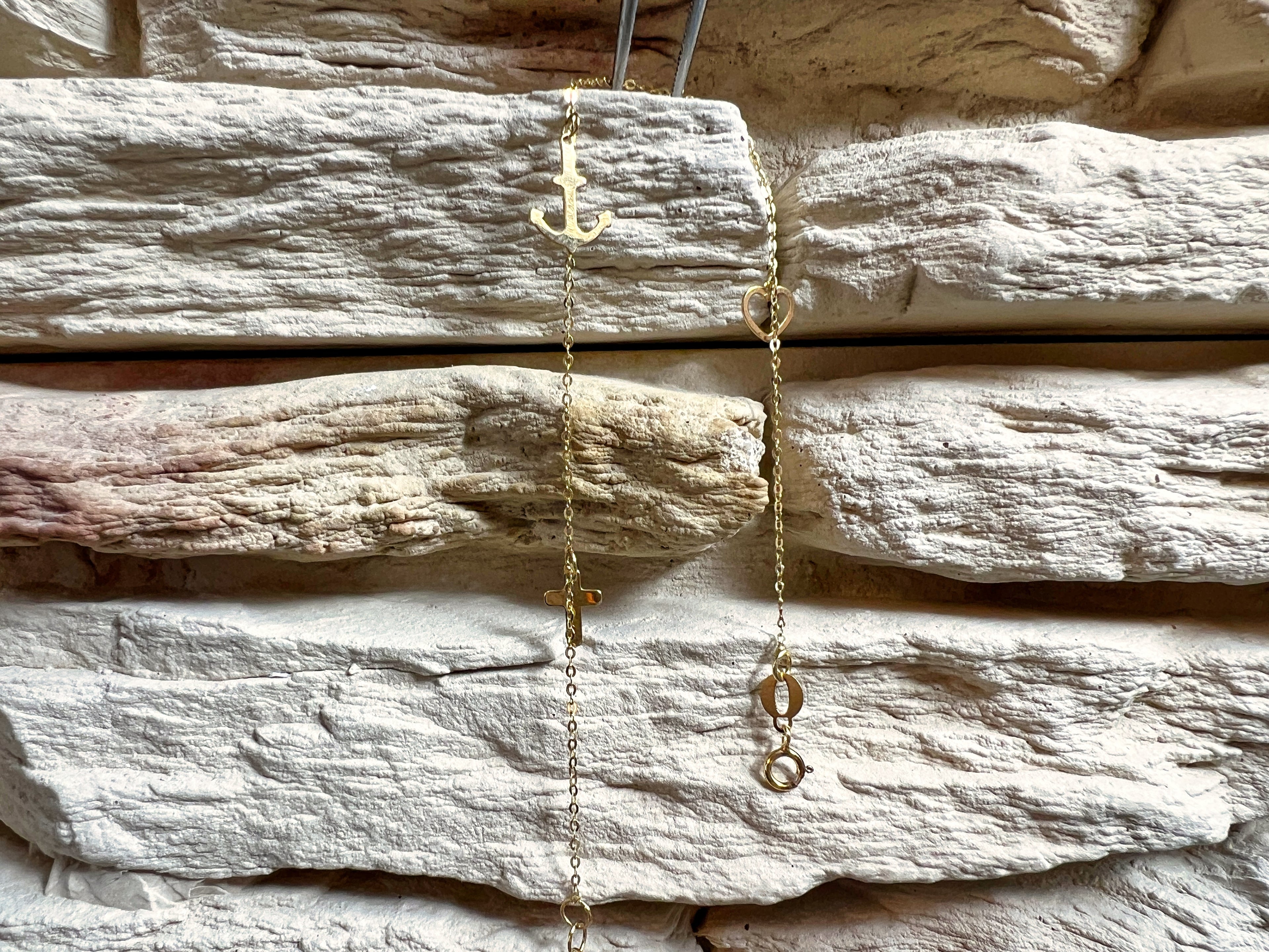 GLAUBE-LIEBE-HOFFNUNG Armband - 585er Gold - 17+19 cm