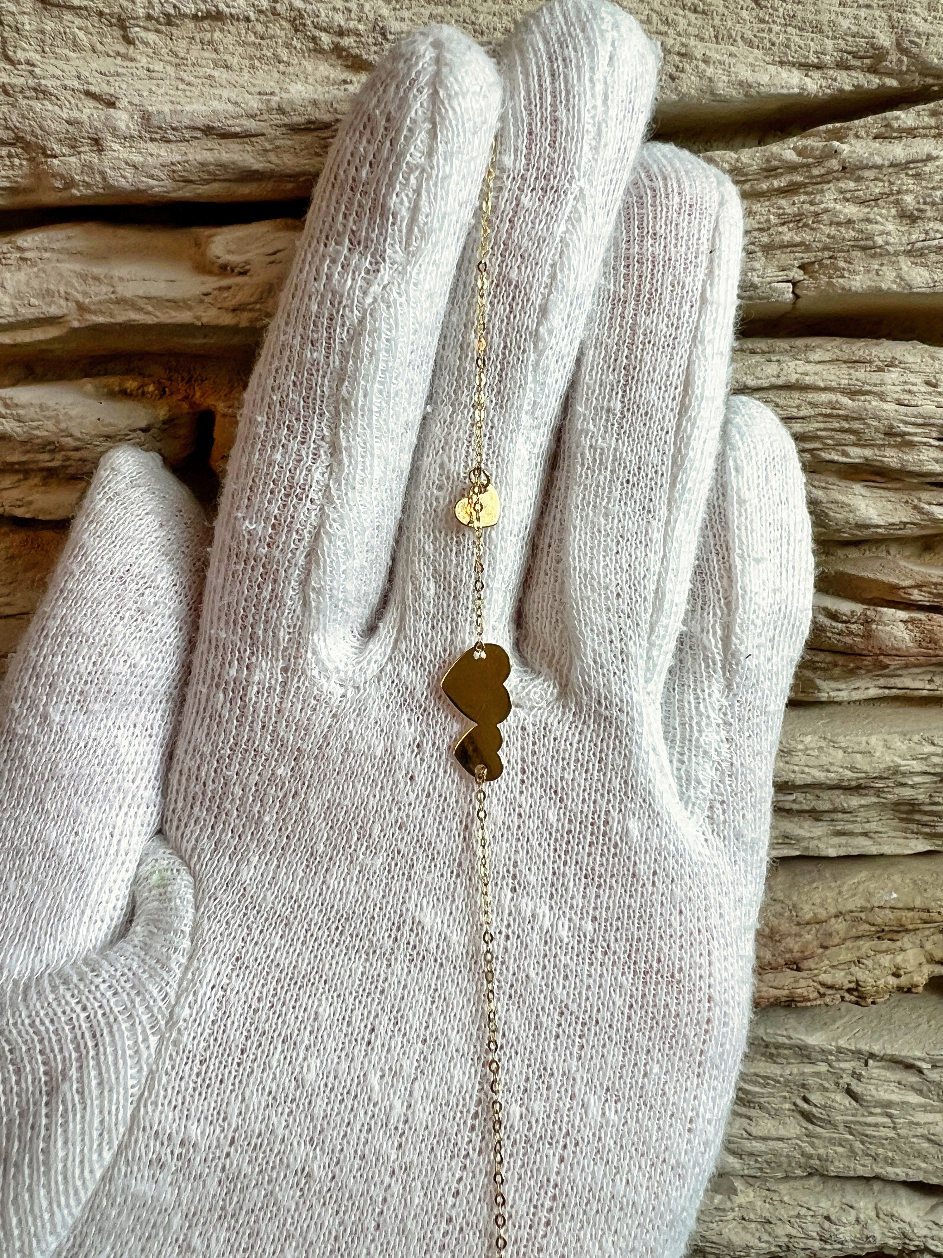 Feines Goldarmband aus 585er Gold - LOVE - 18+20 cm