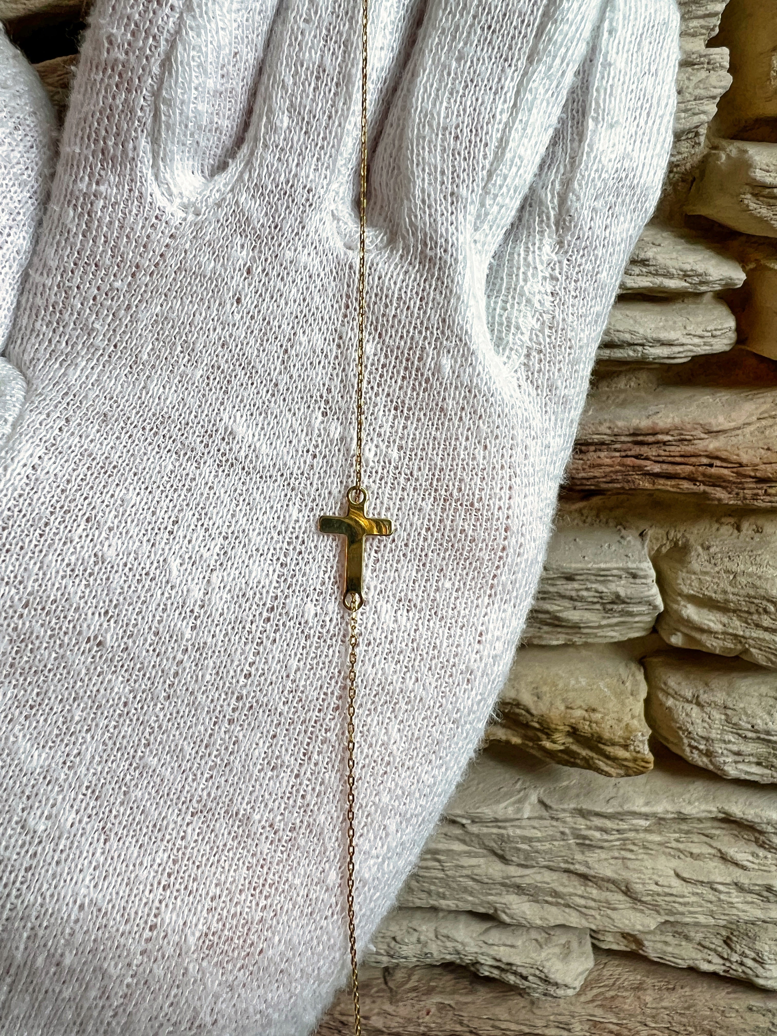 Feines Goldarmband aus 333er Gold - GLAUBE - 17+20 cm