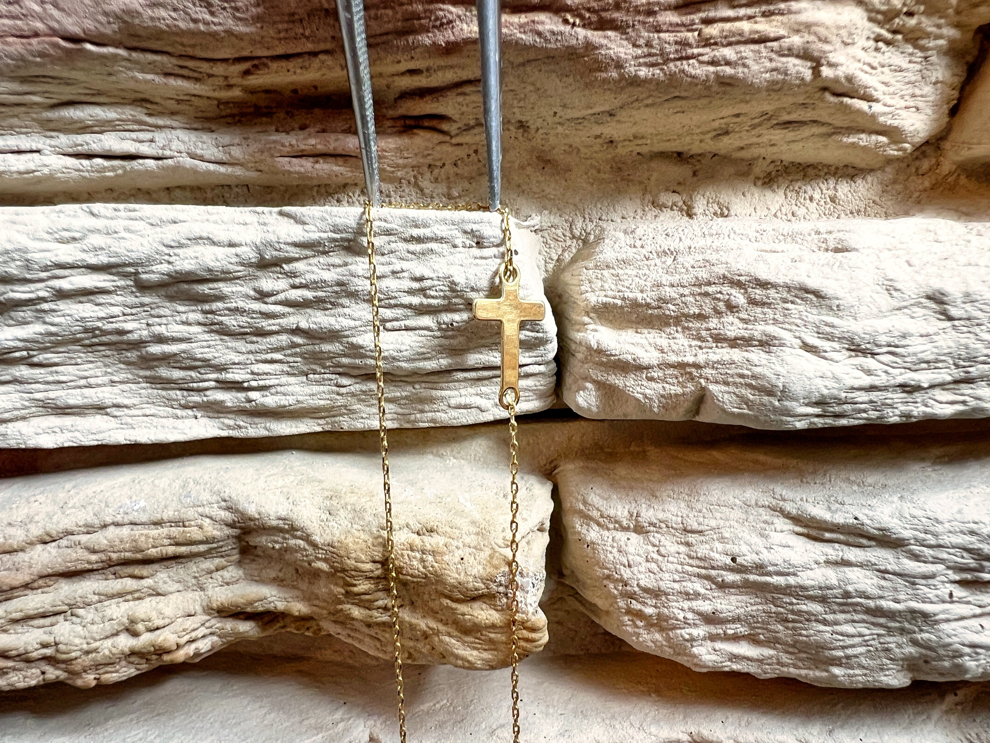 Feines Goldarmband aus 333er Gold - GLAUBE - 17+20 cm