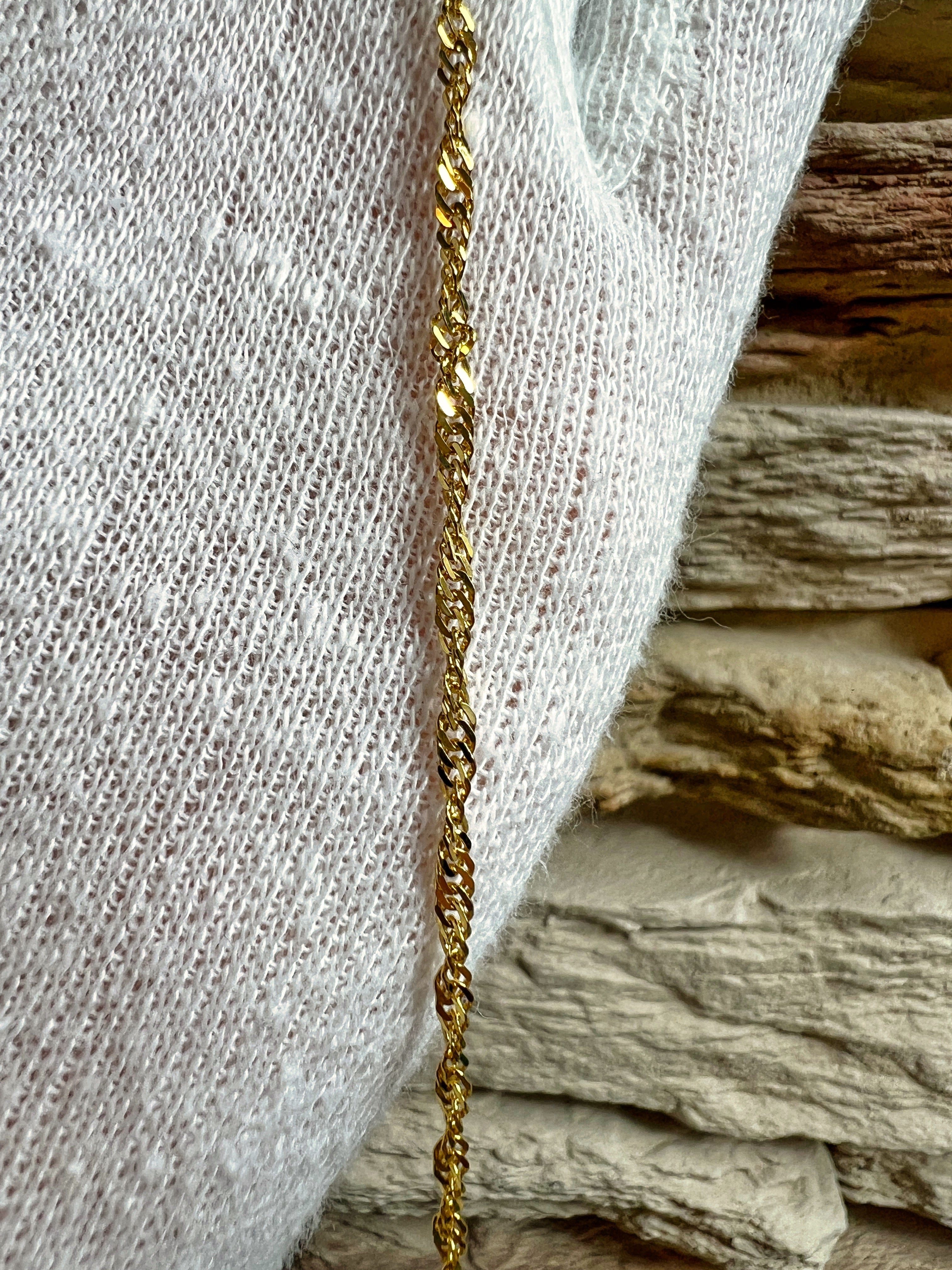 Fußkette aus 333er Gold - Singapur-Stil - 23+26 cm - unisex