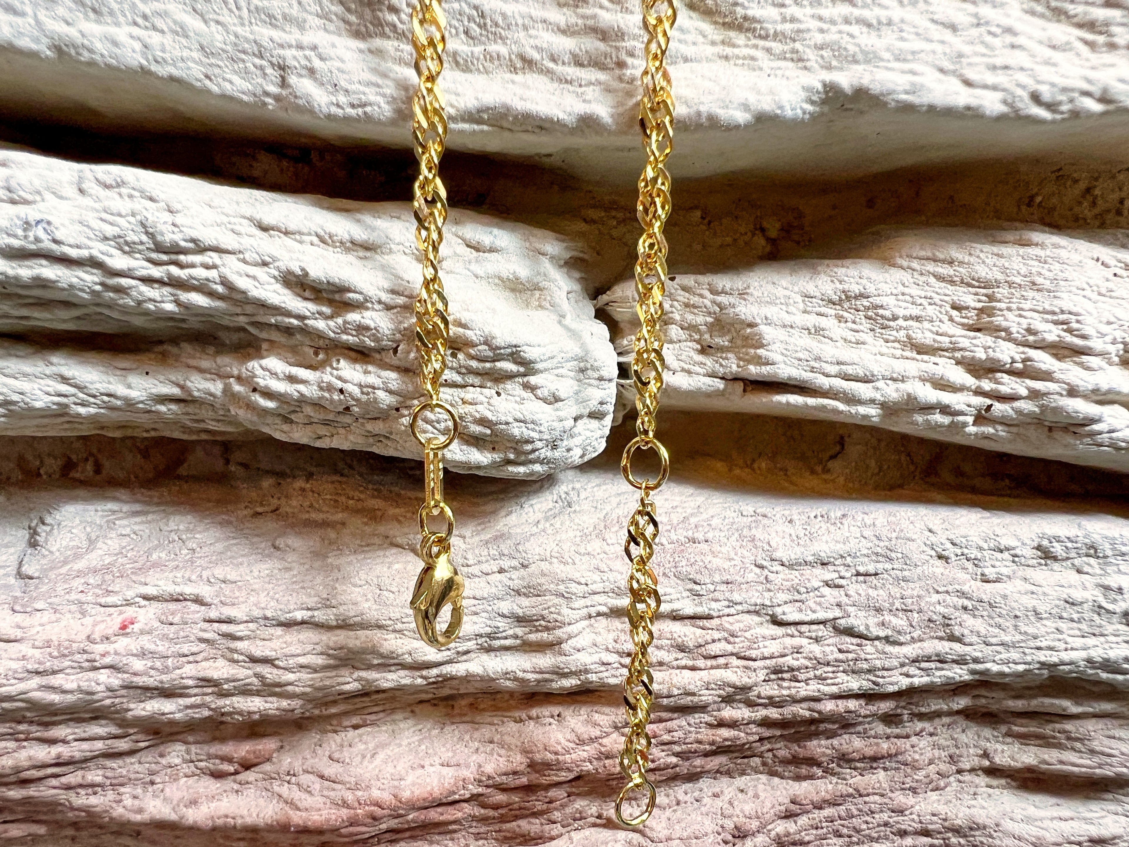 Fußkette aus 333er Gold - Singapur-Stil - 23+26 cm - unisex