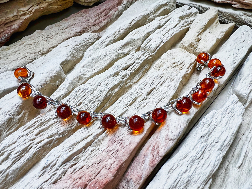 Bernstein-Armband - 925 Sterling Silber - 19,5 cm - UNIKAT