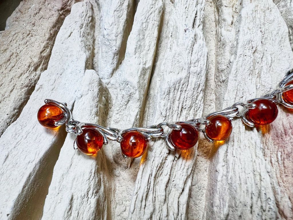 Bernstein-Armband - 925 Sterling Silber - 19,5 cm - UNIKAT