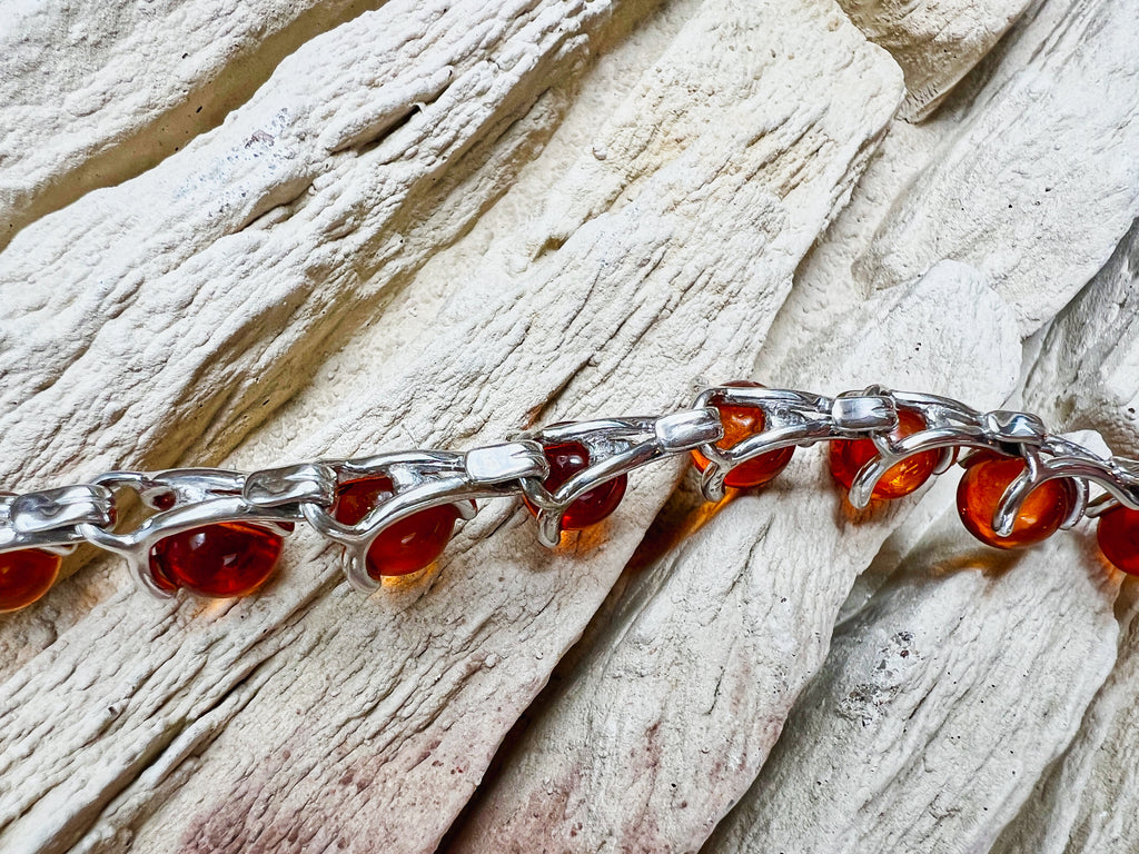 Bernstein-Armband - 925 Sterling Silber - 19,5 cm - UNIKAT