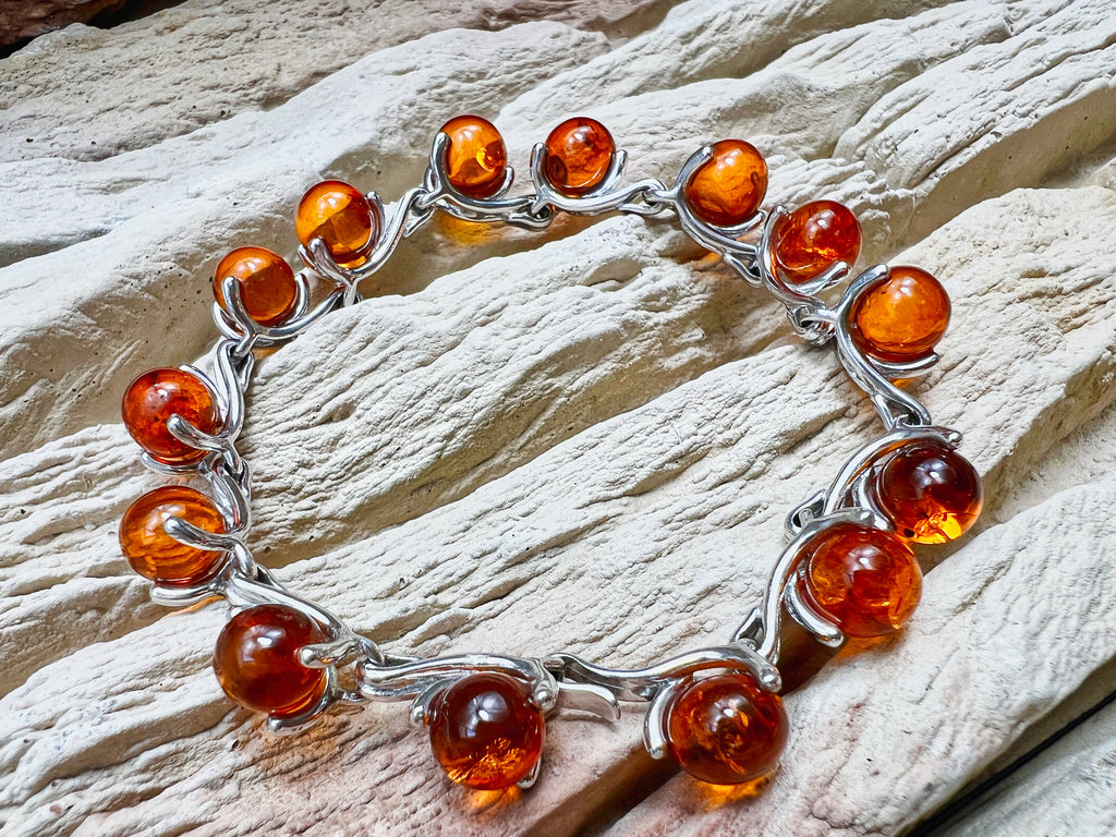 Bernstein-Armband - 925 Sterling Silber - 19,5 cm - UNIKAT