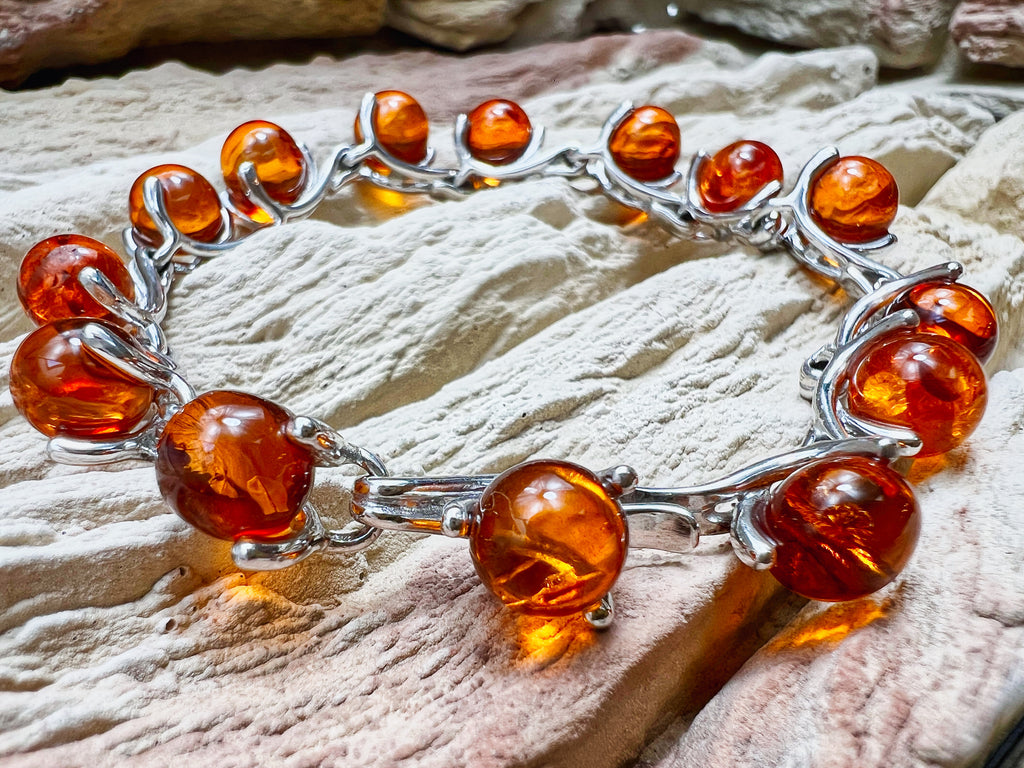Bernstein-Armband - 925 Sterling Silber - 19,5 cm - UNIKAT
