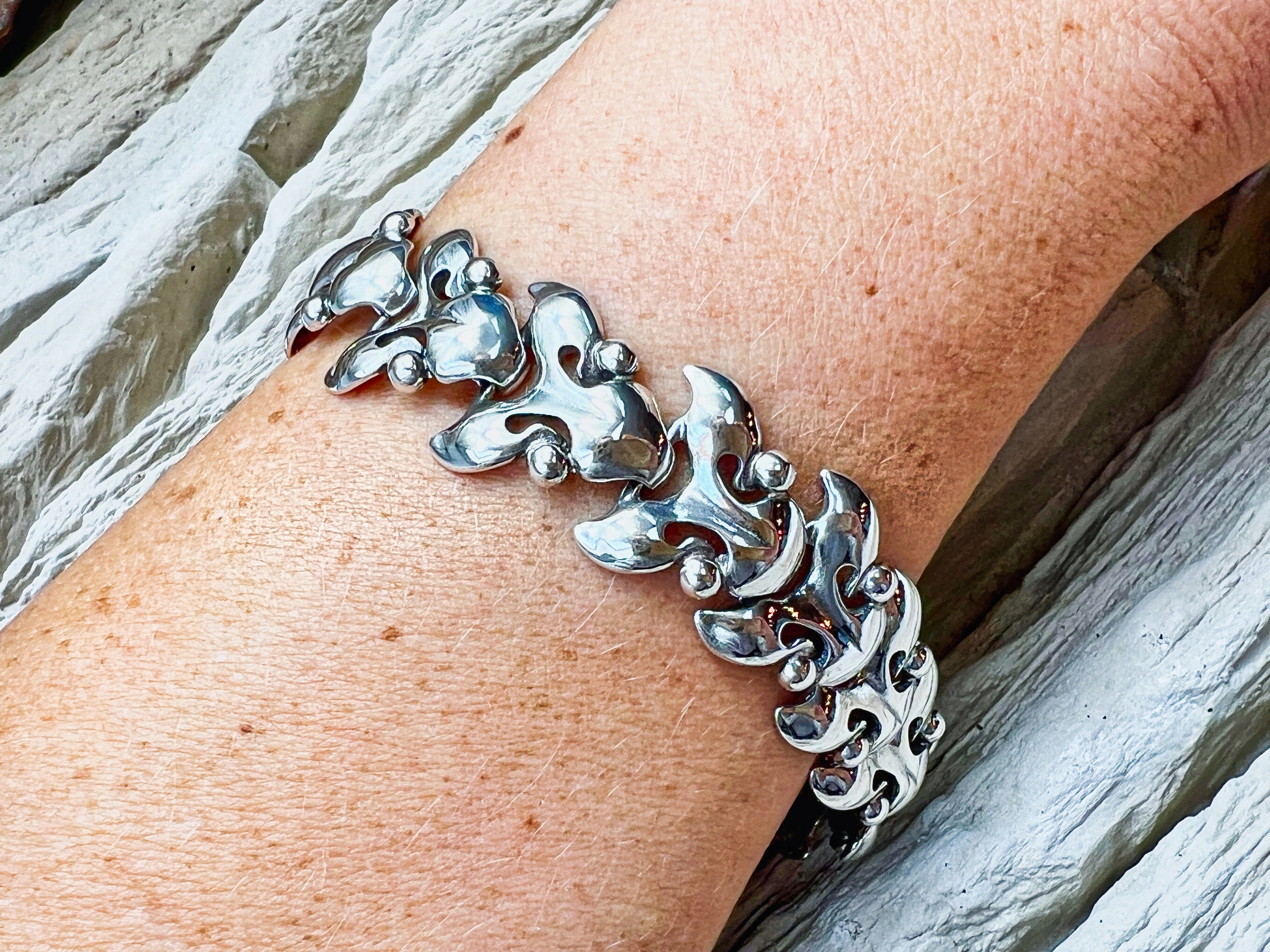 Vintage/Modern Armband - 925 Sterling Silber - 19 cm - UNIKAT