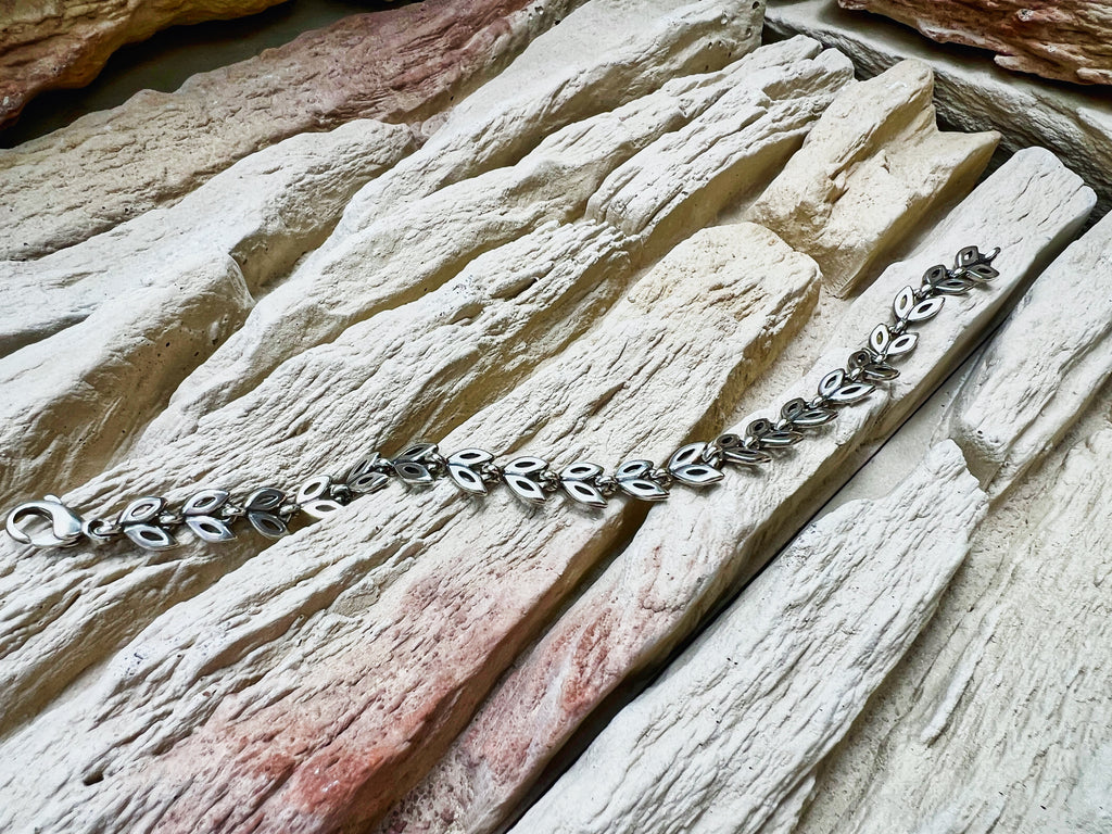 "Blatt" Armband / Armkette 925er Sterling Silber - geschwärzt - Länge: 18,5 cm