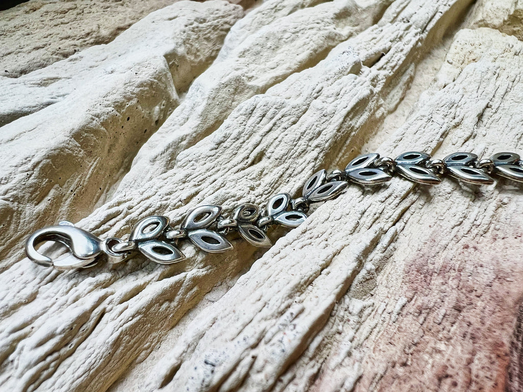 "Blatt" Armband / Armkette 925er Sterling Silber - geschwärzt - Länge: 18,5 cm