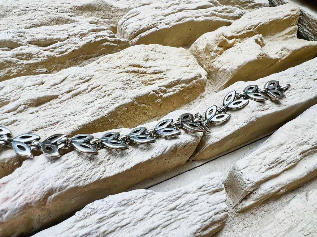 "Blatt" Armband / Armkette 925er Sterling Silber - geschwärzt - Länge: 18,5 cm