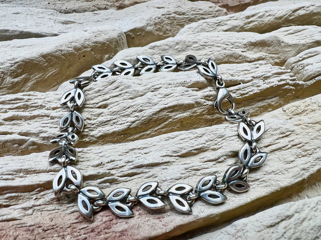 "Blatt" Armband / Armkette 925er Sterling Silber - geschwärzt - Länge: 18,5 cm