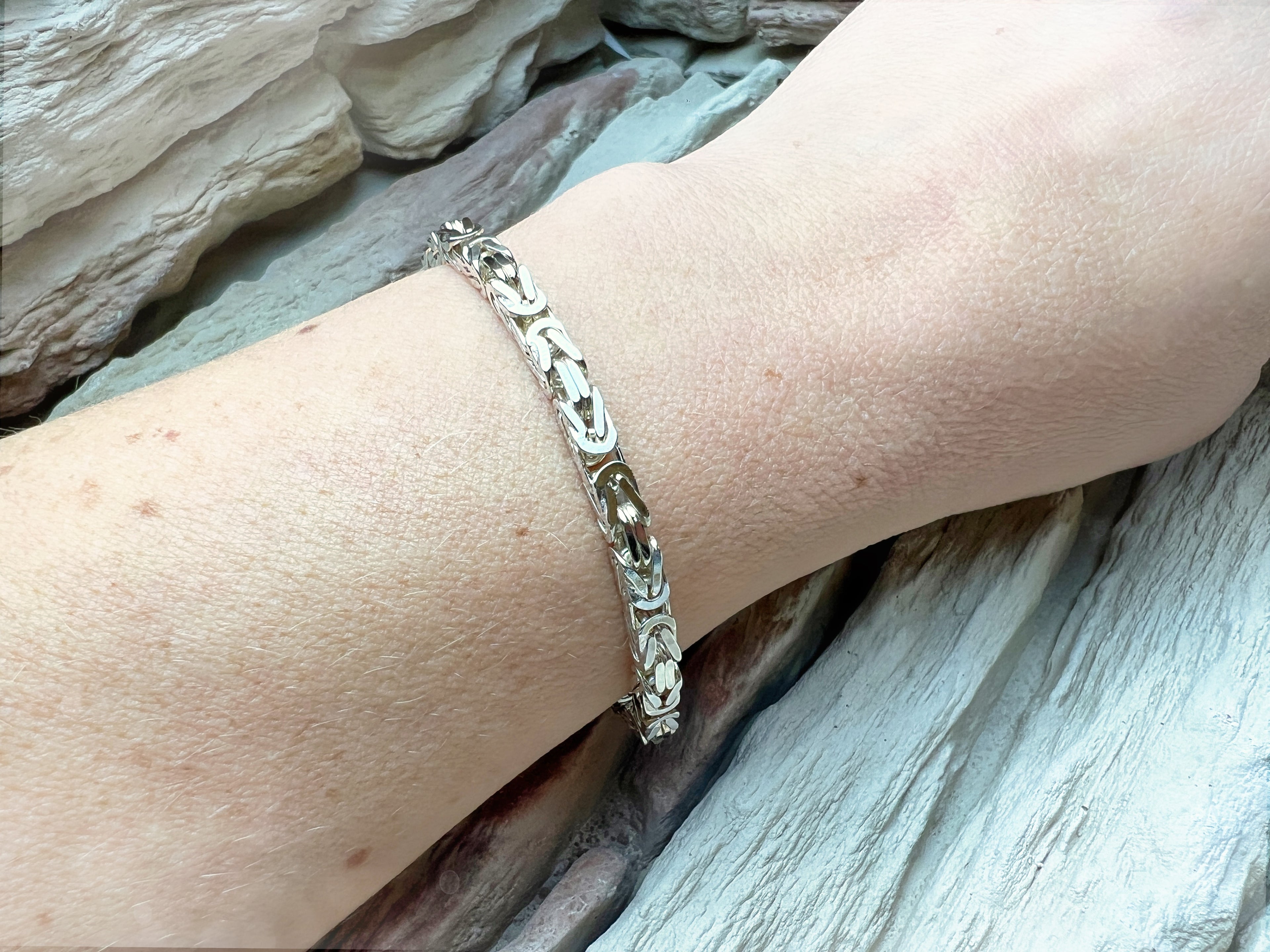 massives Armband "Königskette" - 925 Sterling Silber - 19,5 - 22 cm