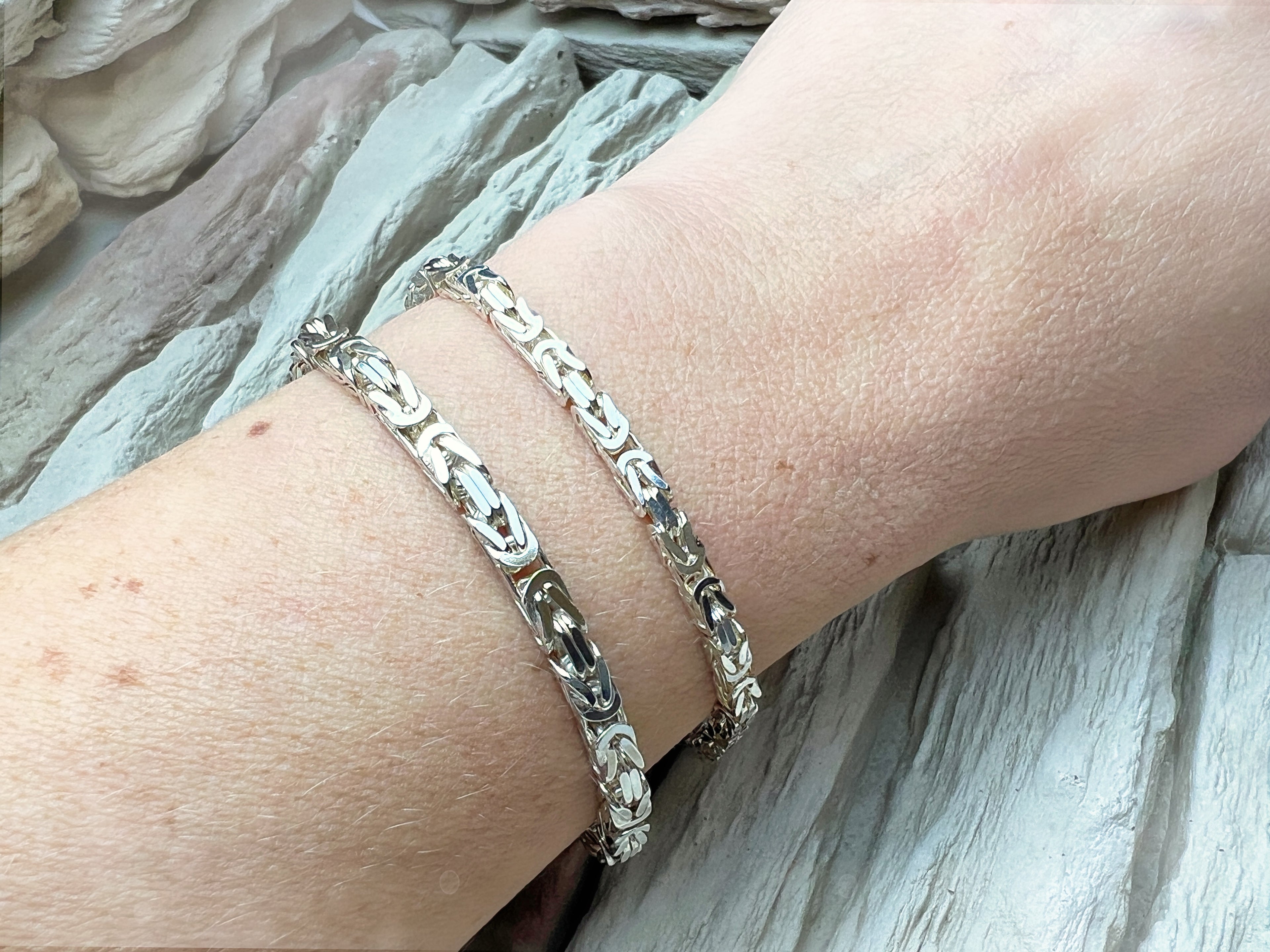 massives Armband "Königskette" - 925 Sterling Silber - 19,5 - 22 cm