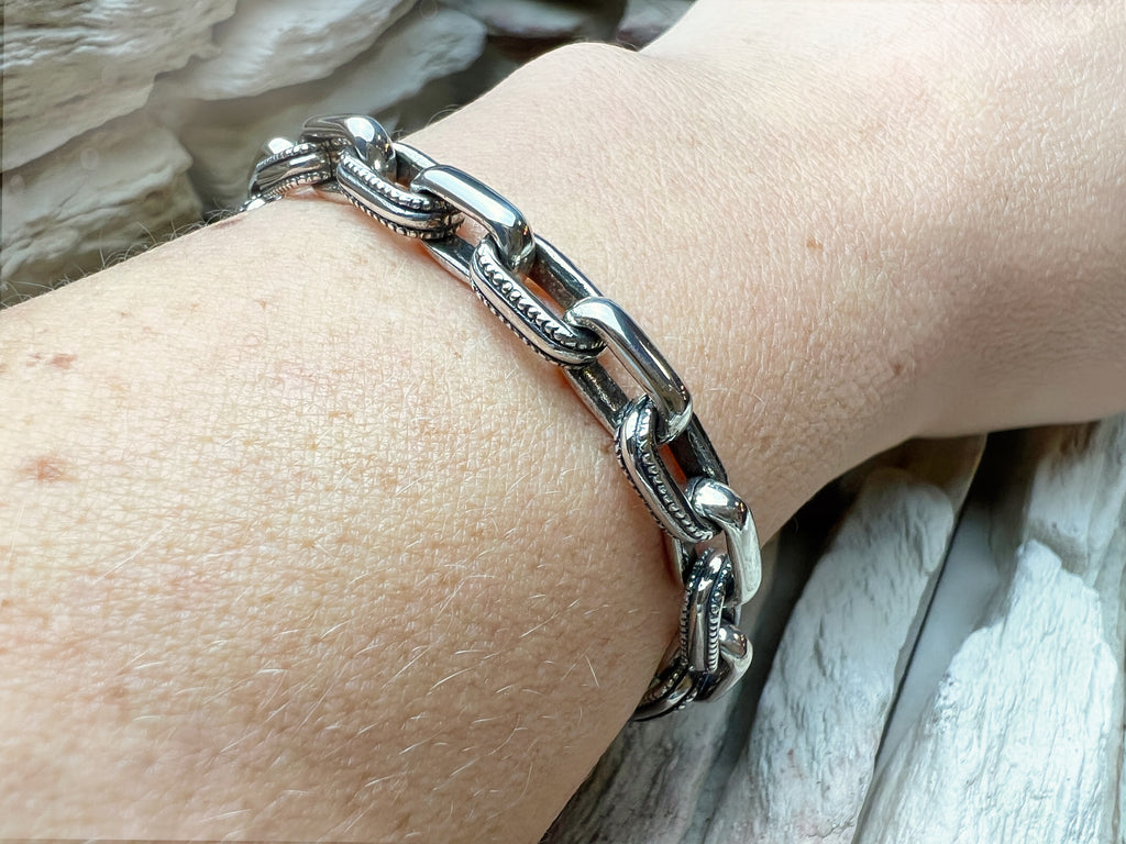 massives Armband "Man-Power" - 925 Sterling Silber - bis 21 cm