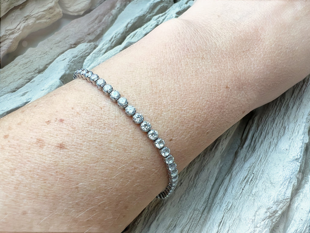 "Tennis" Armband - 925er Sterling Silber - bunte Zirkonia - ab 16 cm