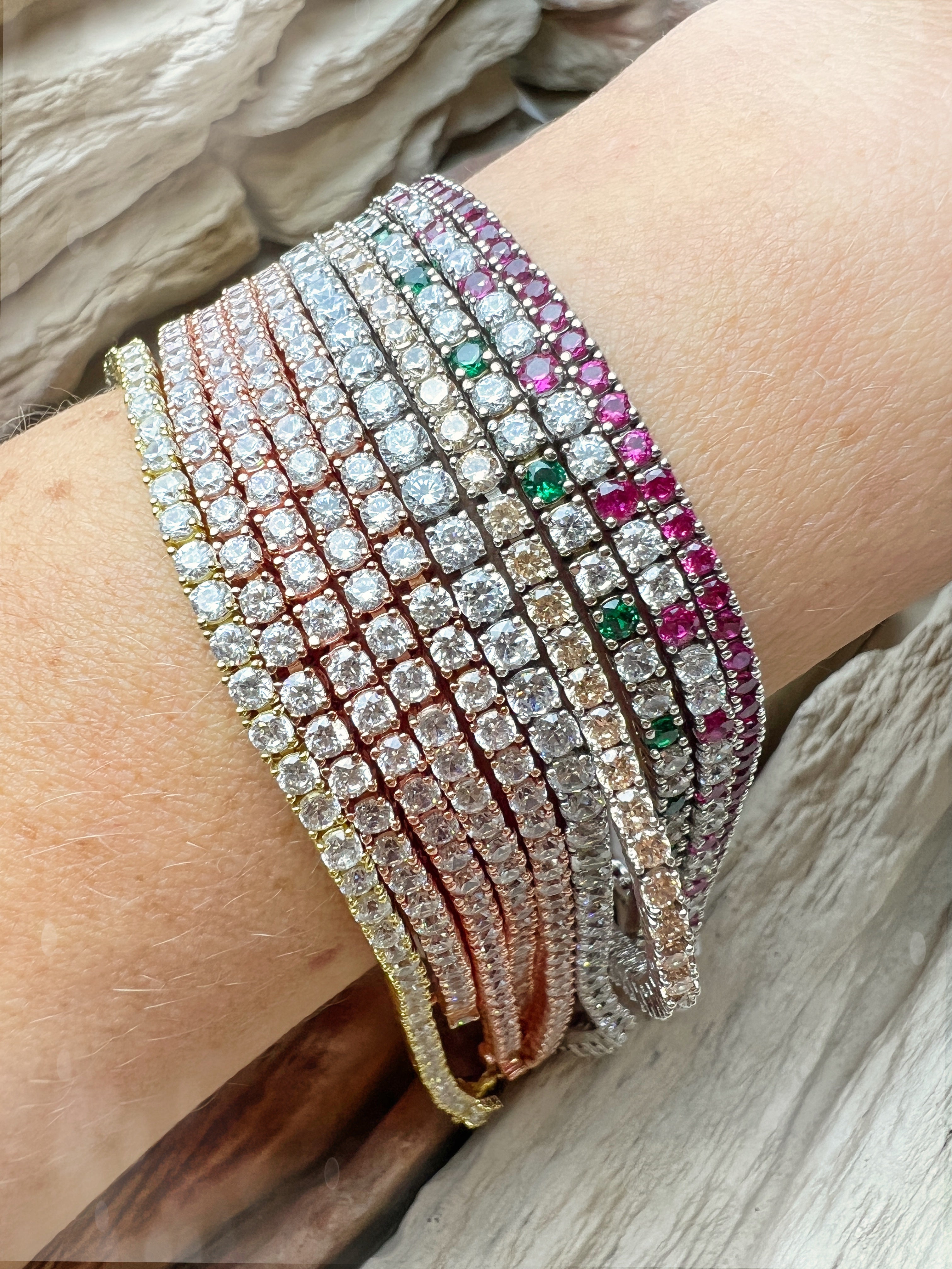 "Tennis" Armband - 925er Sterling Silber - bunte Zirkonia - ab 16 cm