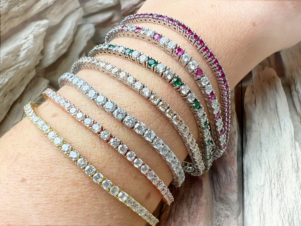 "Tennis" Armband - 925er Sterling Silber - bunte Zirkonia - ab 16 cm