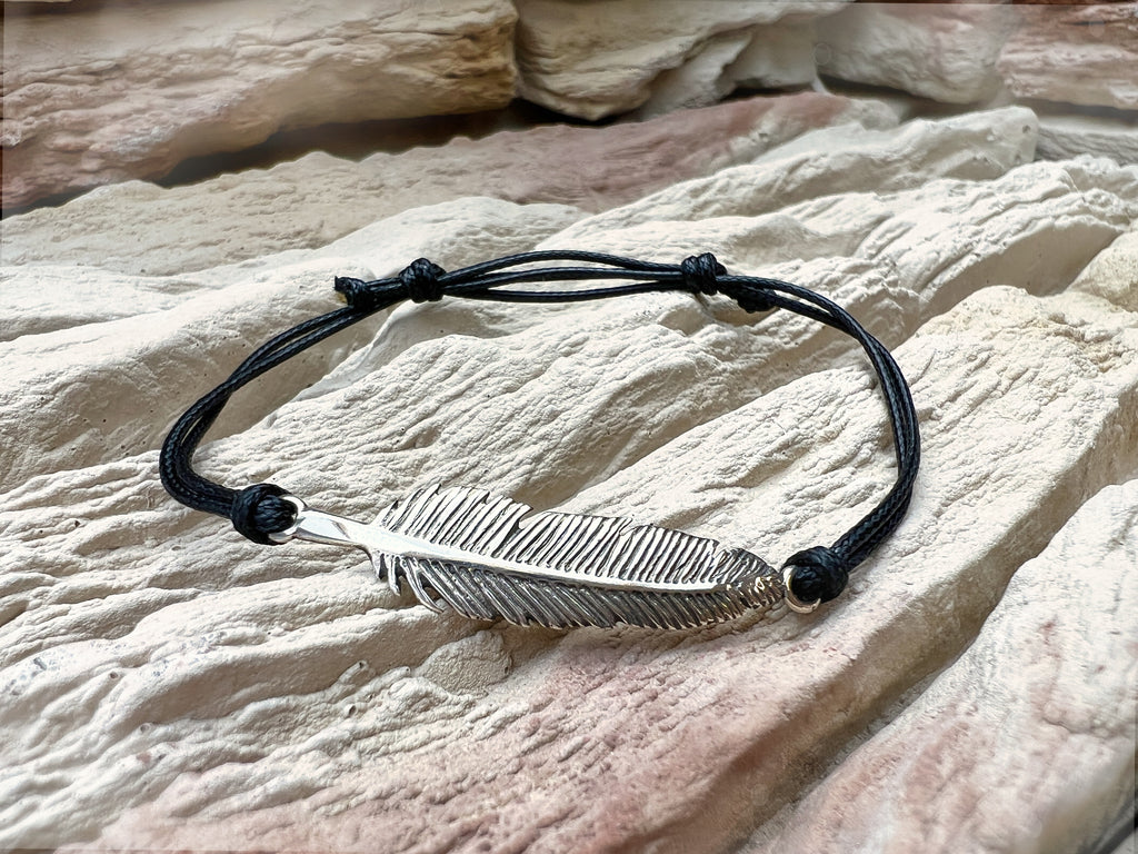 "NEW WAY" Armband - 925 Sterling Silber - Baumwollschnur - bis 20 cm - unisex