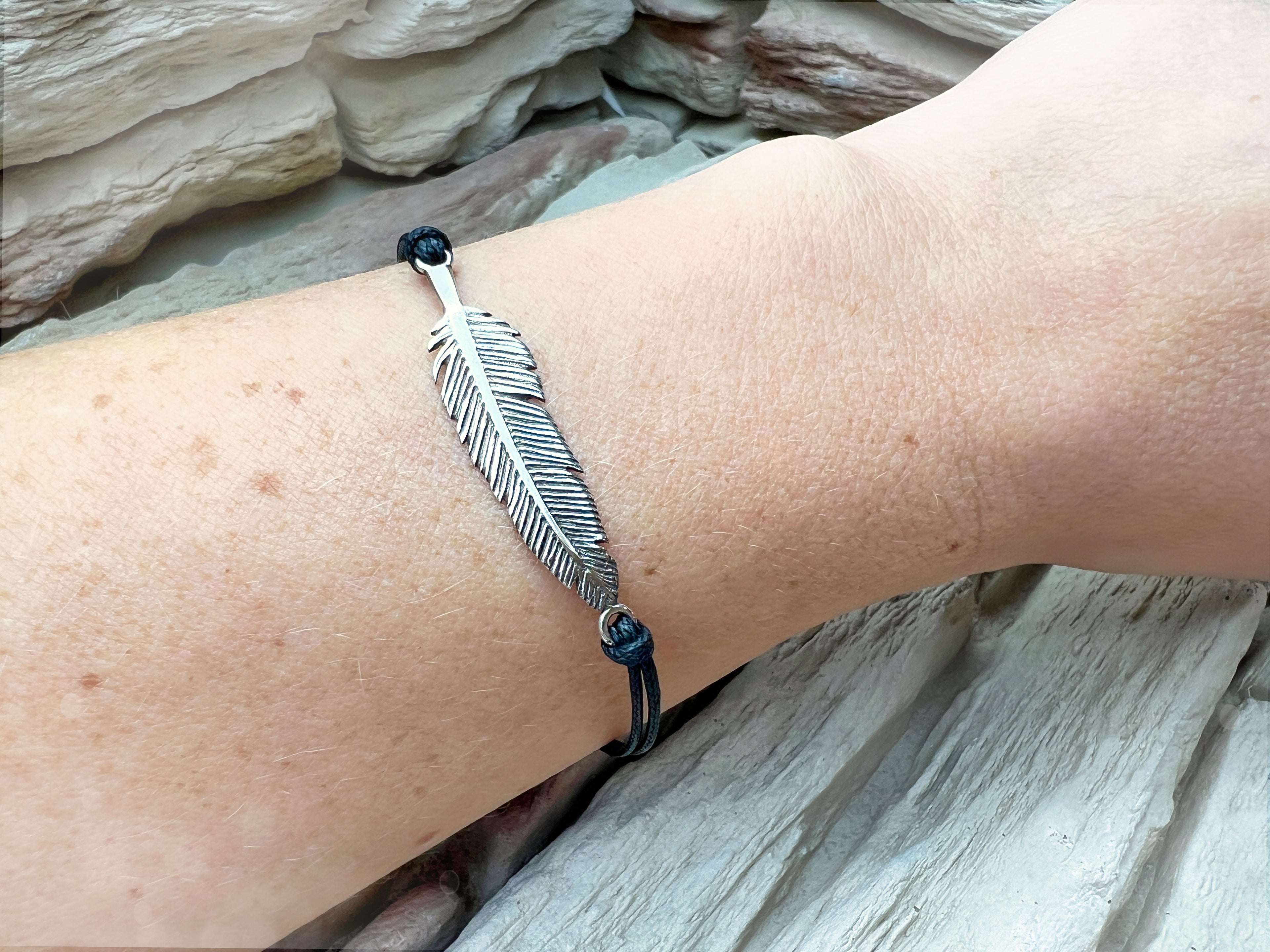"NEW WAY" Armband - 925 Sterling Silber - Baumwollschnur - bis 20 cm - unisex