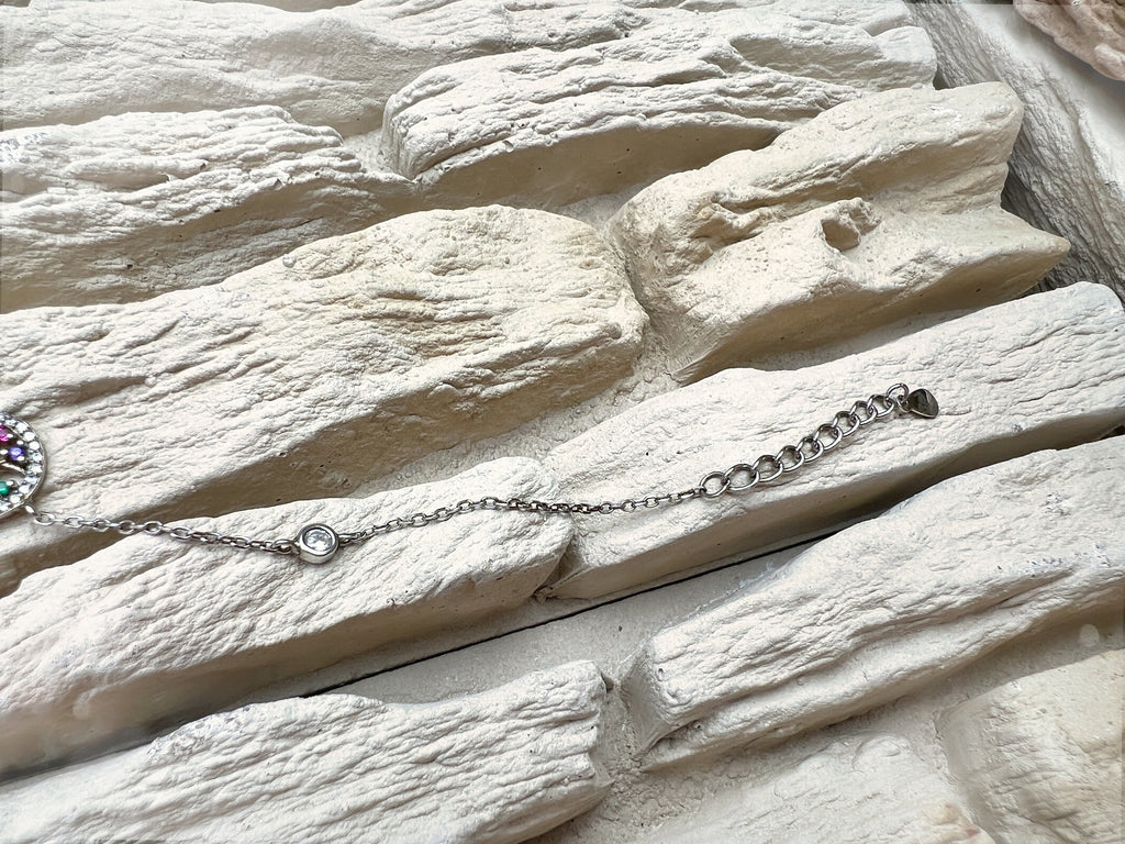 "Lebensbaum" Armband - 925 Sterling Silber - bunte Zirkonia - UNIKAT