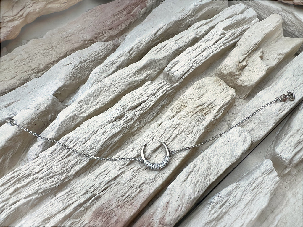 "Mond" Armband - 925 Sterling Silber - weiße Zirkonia - UNIKAT