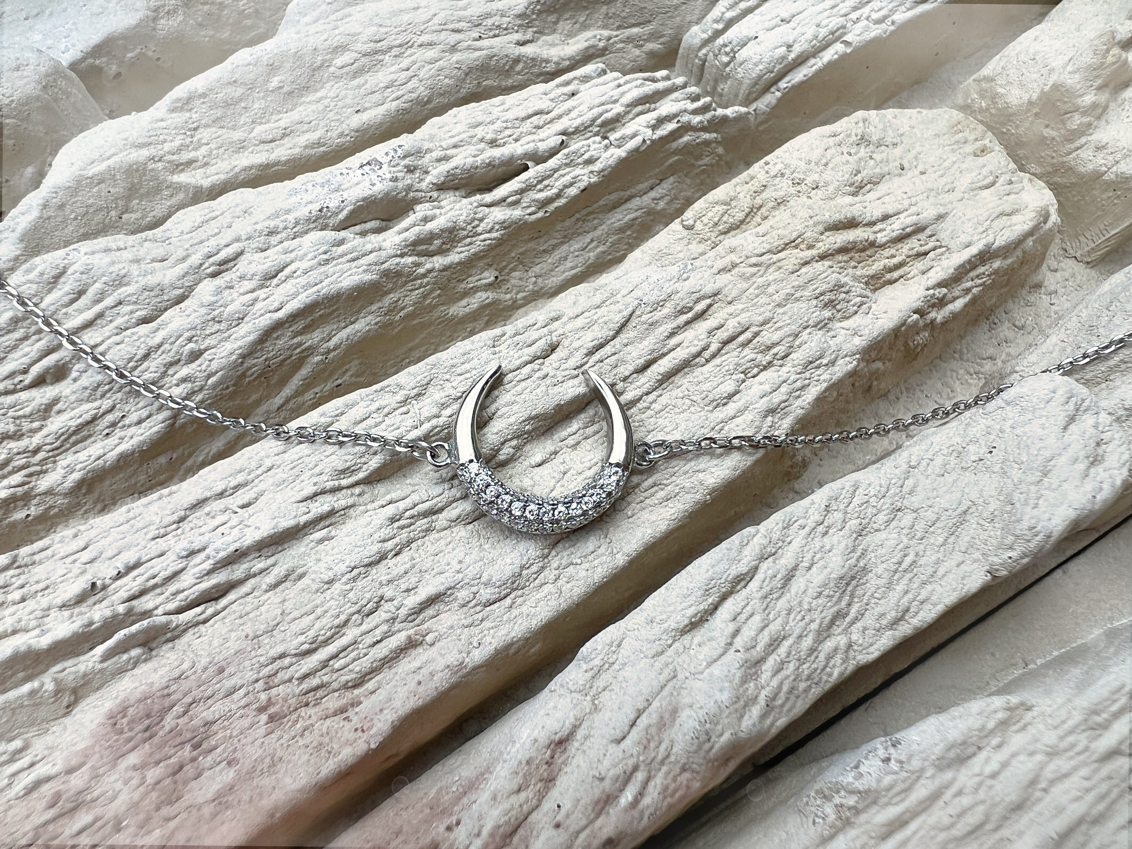 "Mond" Armband - 925 Sterling Silber - weiße Zirkonia - UNIKAT