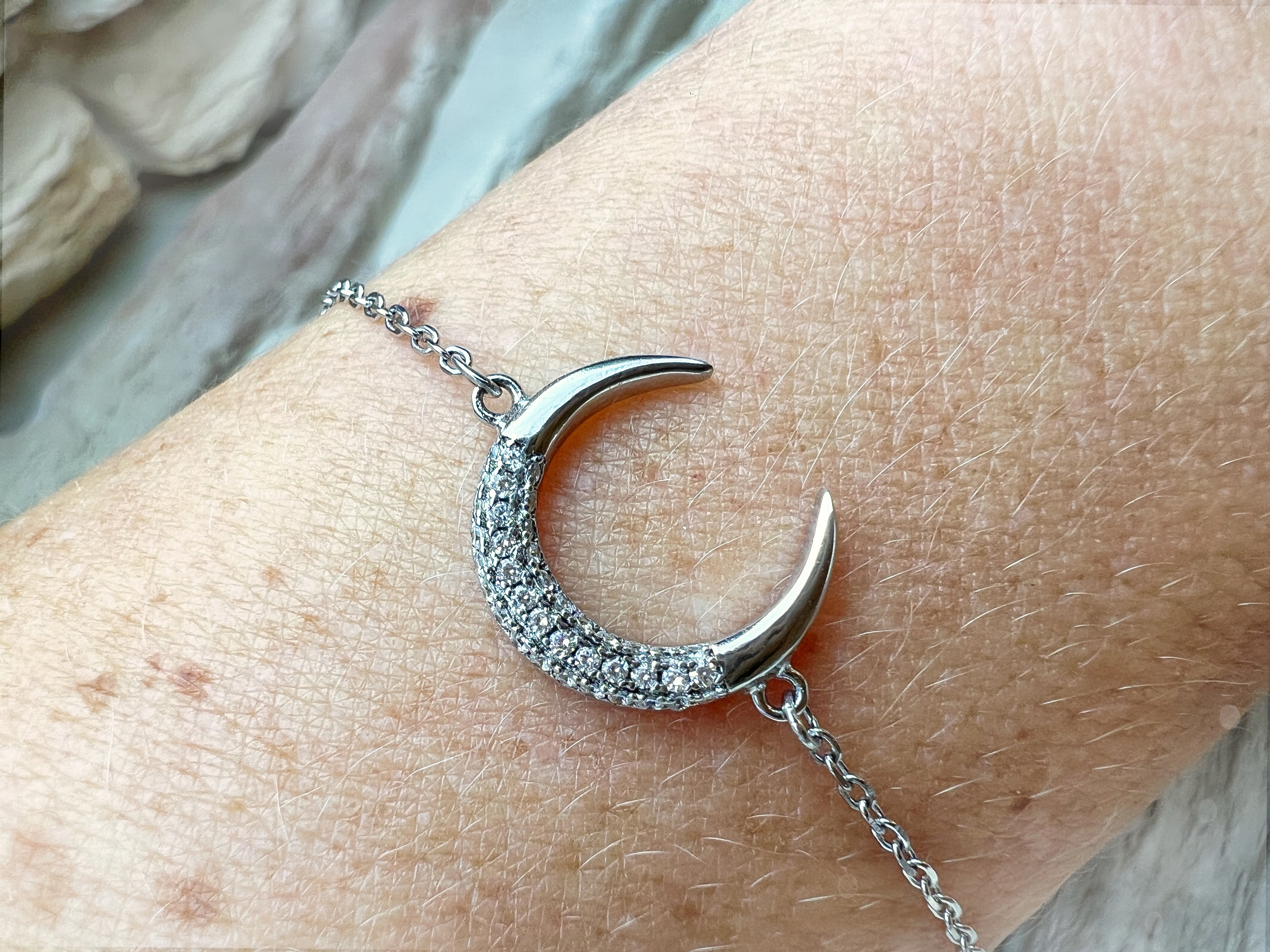 "Mond" Armband - 925 Sterling Silber - weiße Zirkonia - UNIKAT