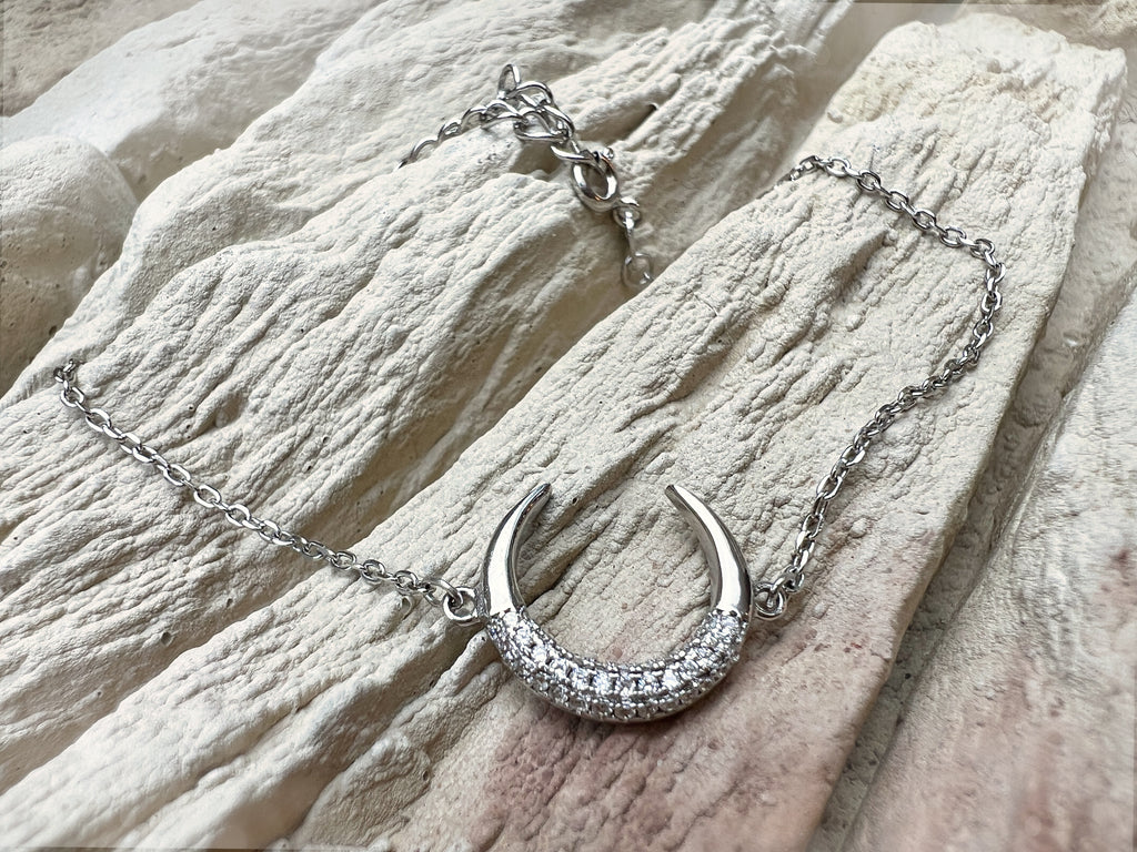 "Mond" Armband - 925 Sterling Silber - weiße Zirkonia - UNIKAT