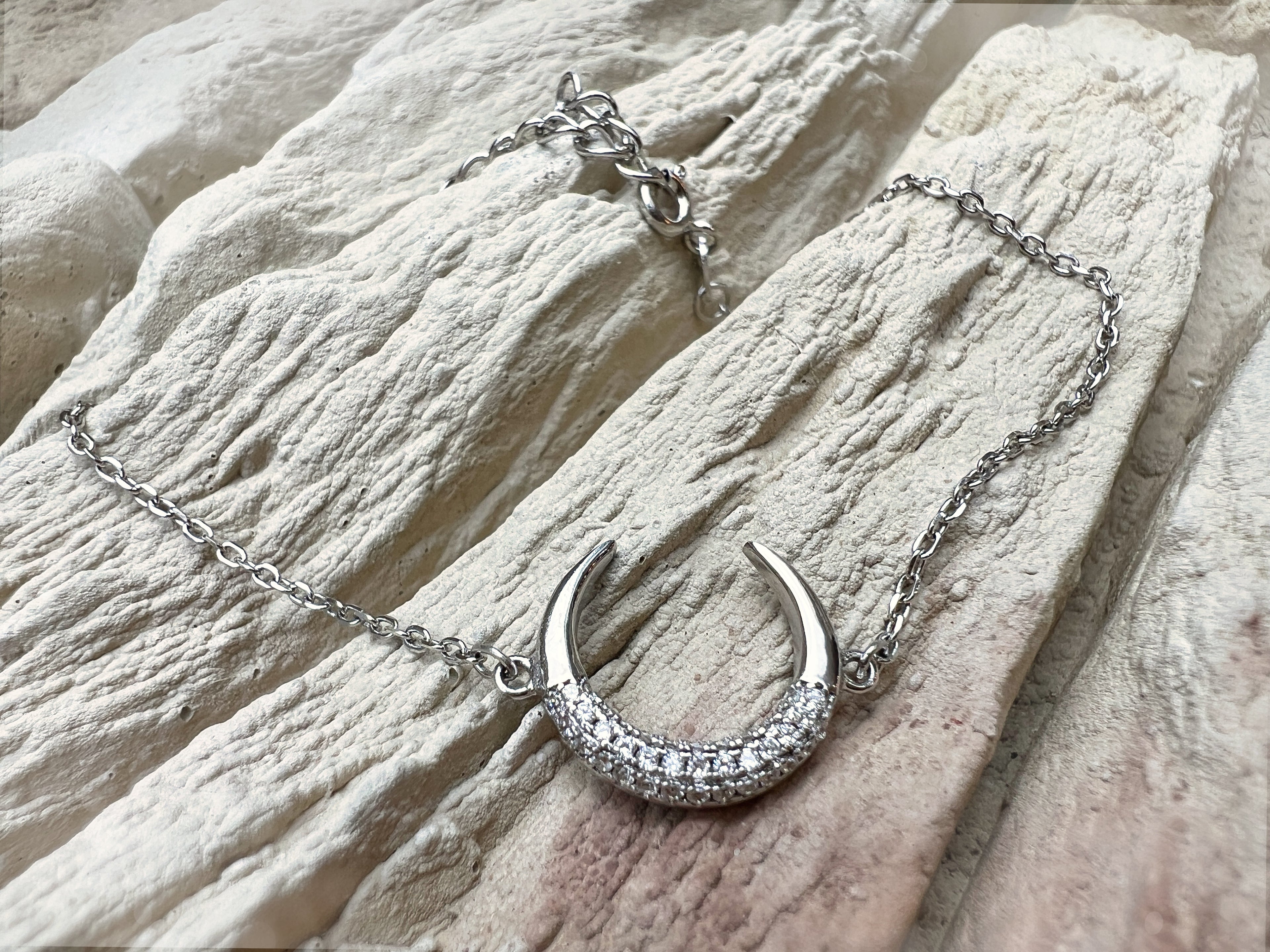 "Mond" Armband - 925 Sterling Silber - weiße Zirkonia - UNIKAT