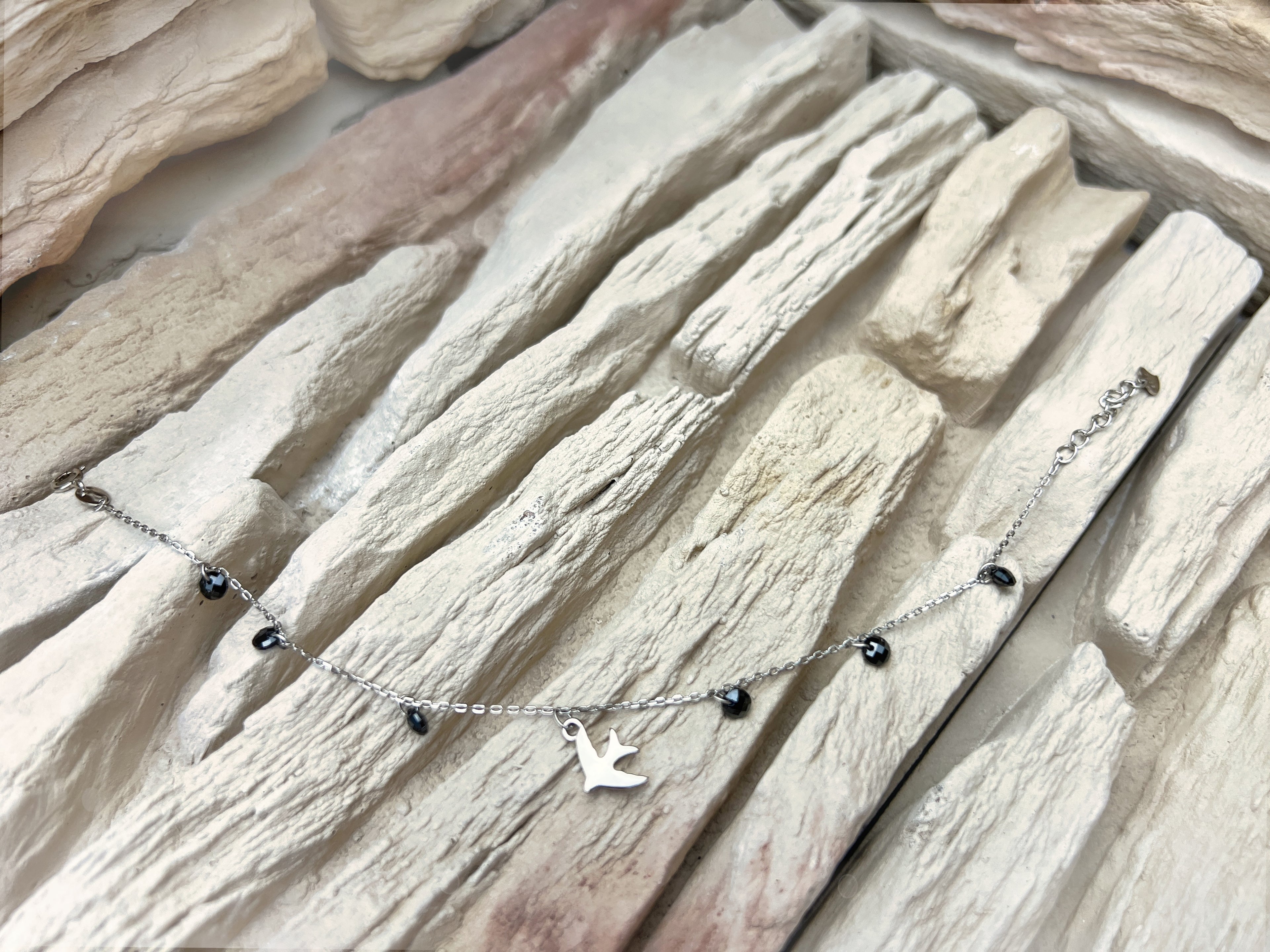 "Heimkehr" Armband - 925 Sterling Silber - schwarze Zirkonia - UNIKAT