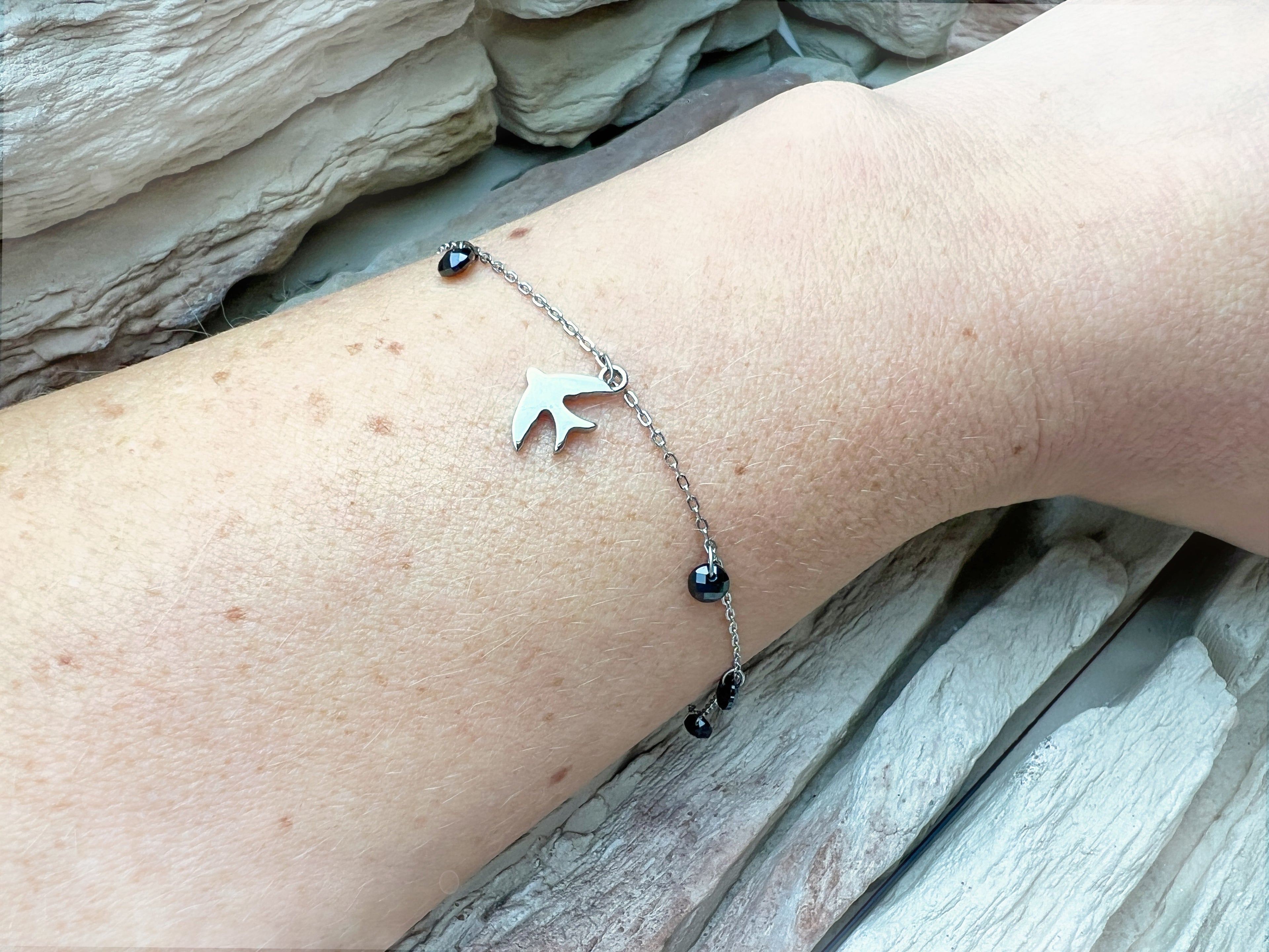 "Heimkehr" Armband - 925 Sterling Silber - schwarze Zirkonia - UNIKAT