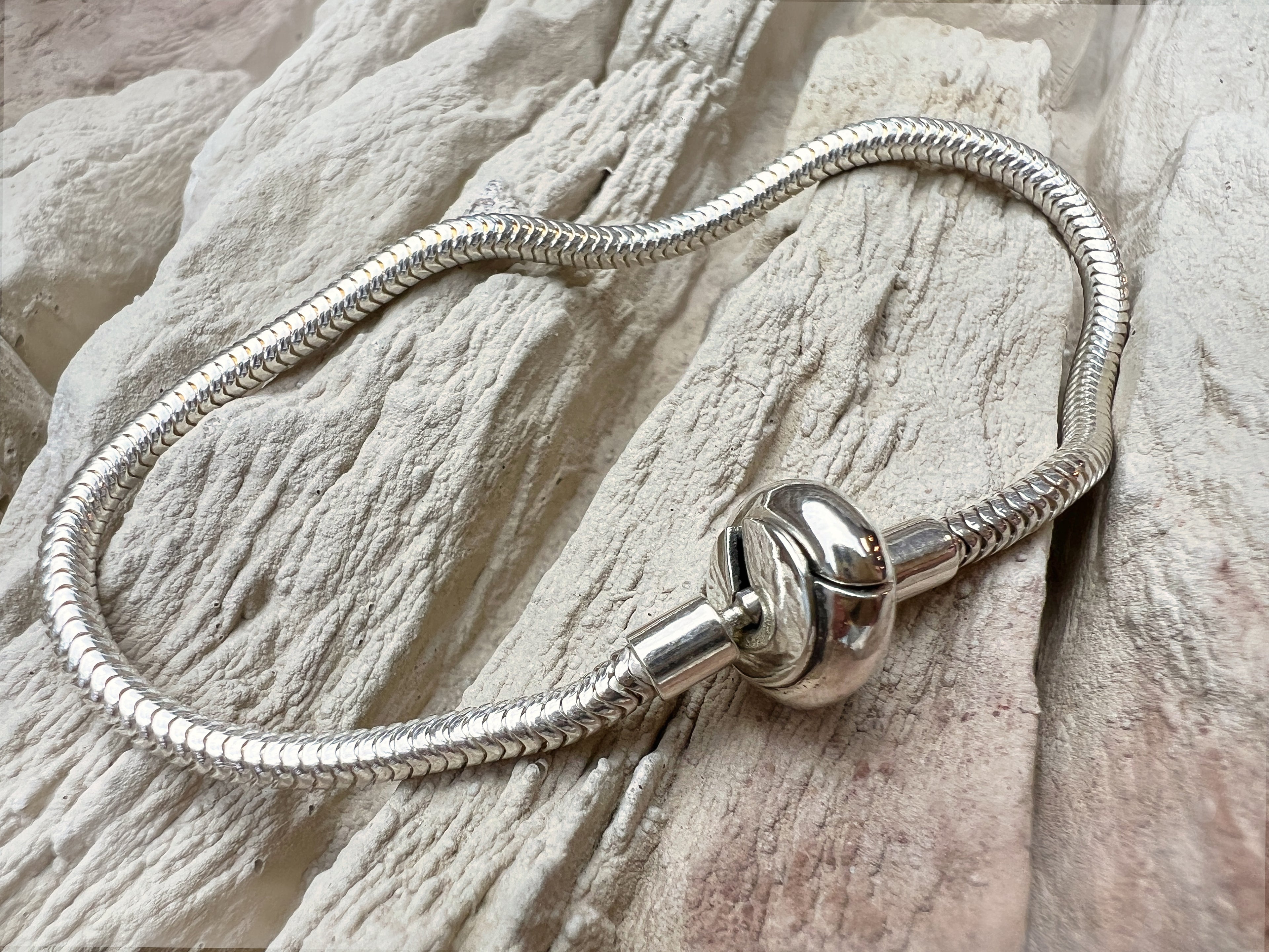 "Schlangenkette" Armband für Perlen & Charms - 925 Sterling Silber - ab 19 cm