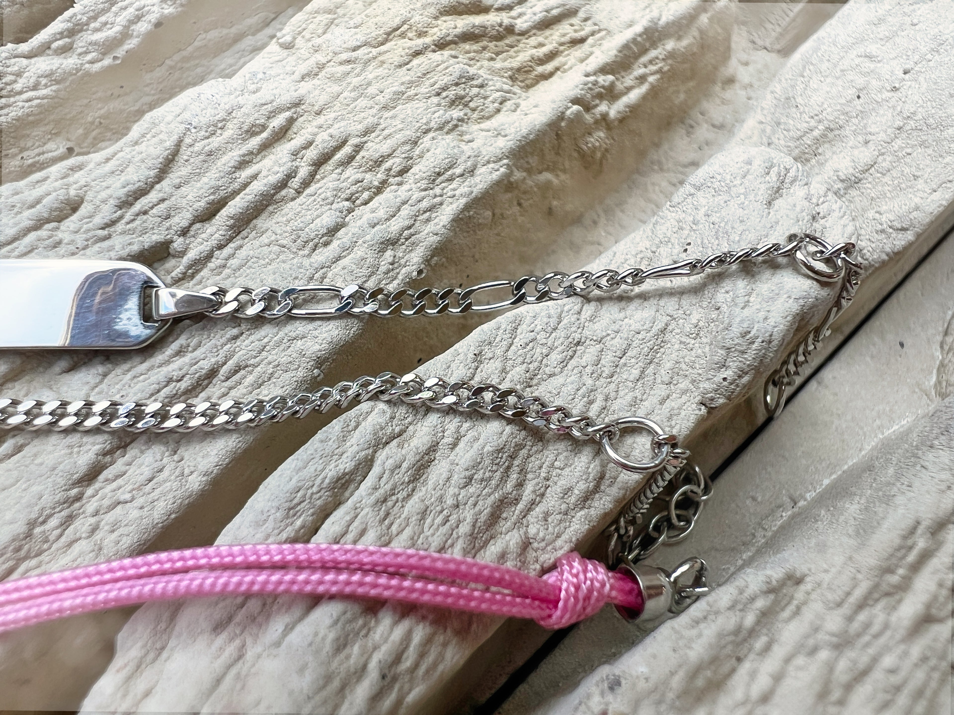 Baby-ID-Armband / Babyarmband - 925 Sterling Silber - rosa/Herz/Schutzengel