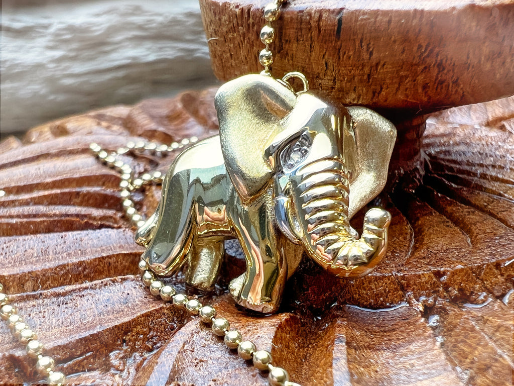 Elefant-Kette aus 585er Gold mit schöner Symbolik & zartem Diamanten – Länge: 42 cm