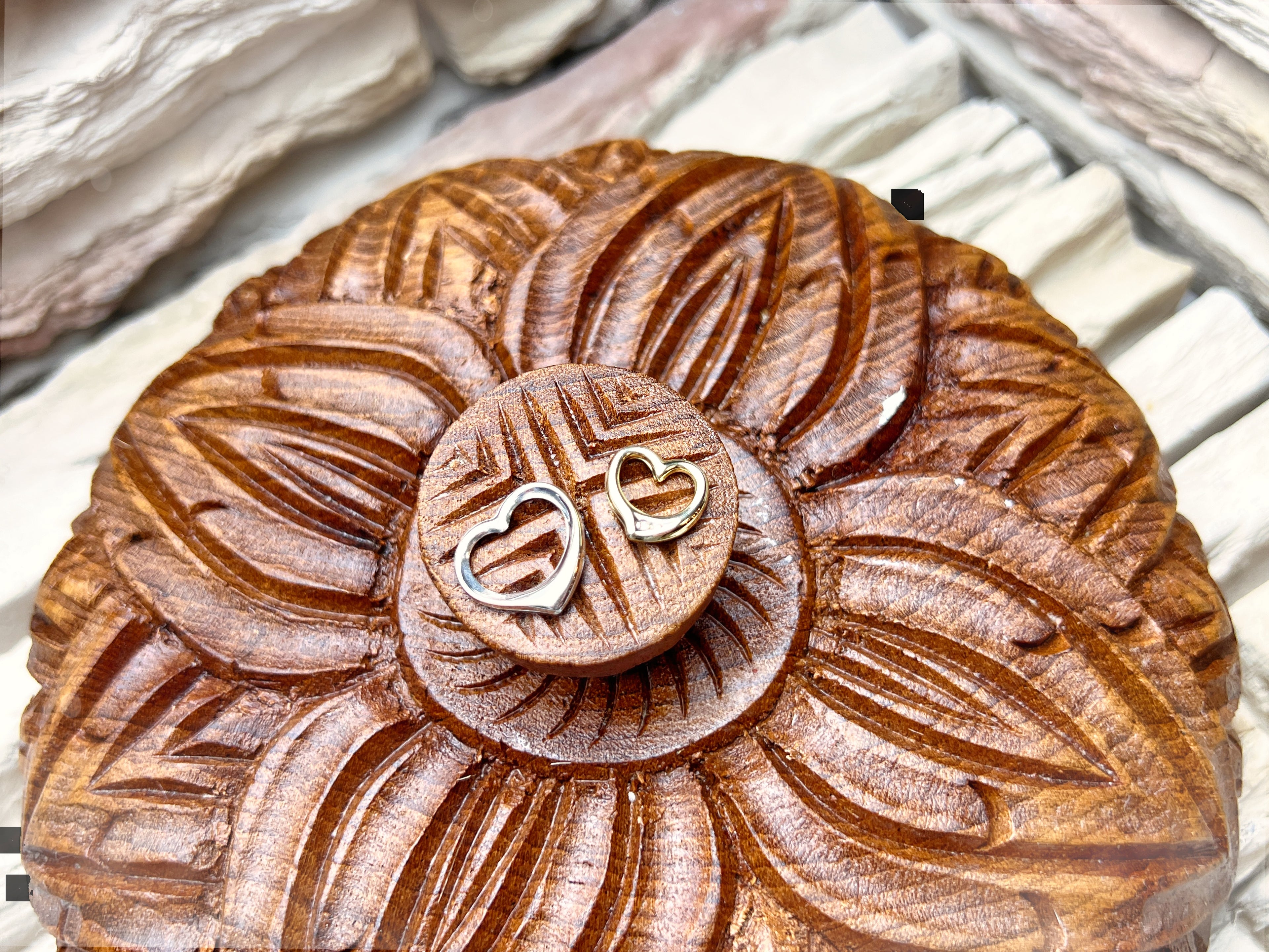 HERZ Anhänger-Set aus 375er Weißgold und 585er Gelbgold - Diamant