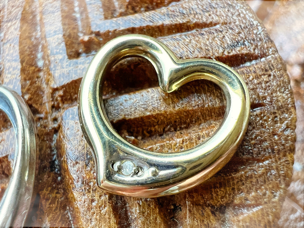 HERZ Anhänger-Set aus 375er Weißgold und 585er Gelbgold - Diamant