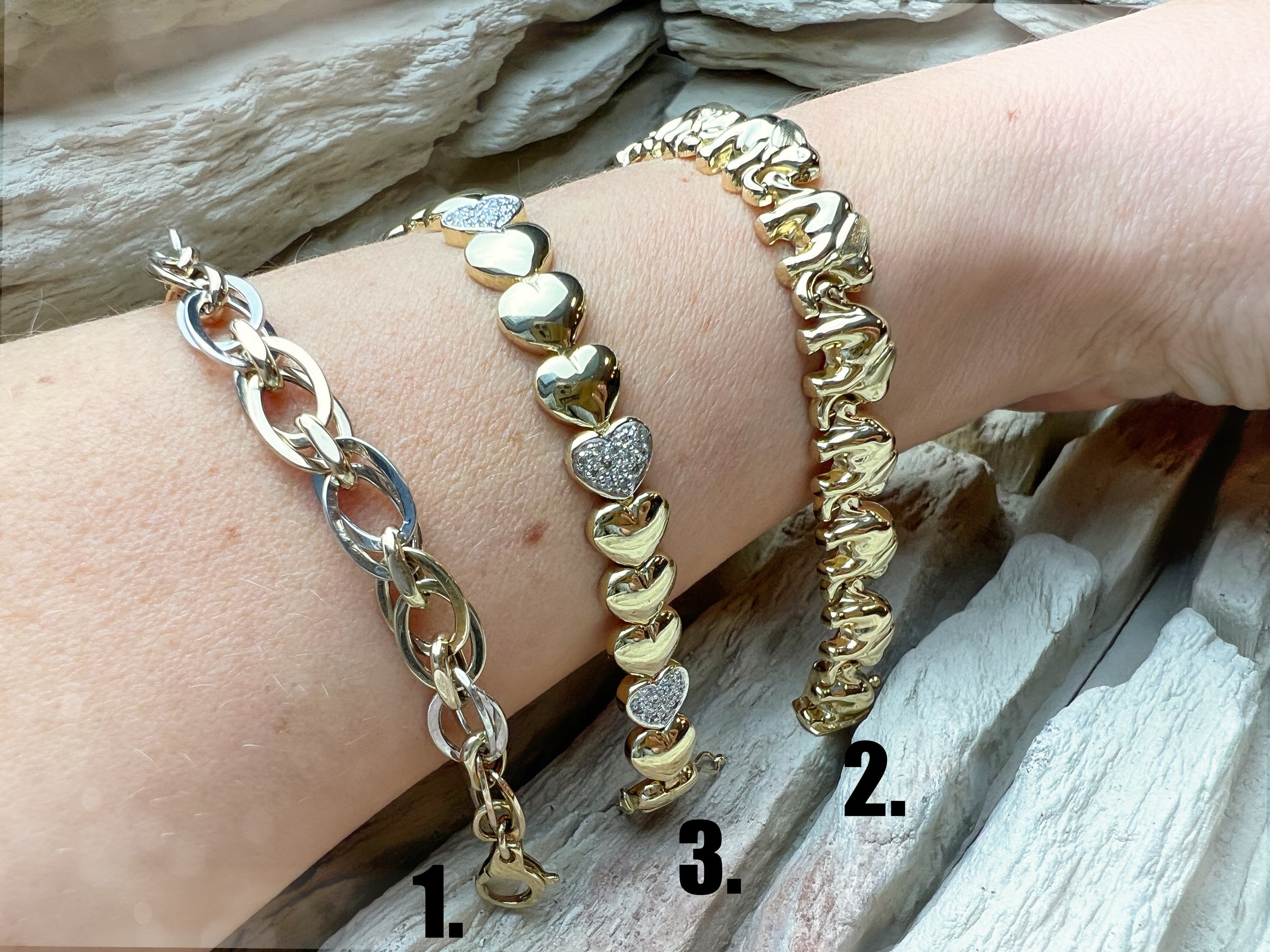 375er Goldarmband - Bicolor - Modern - Länge: 17,5-19 cm - Breite: 8 mm - Gewicht: 4,2 Gramm