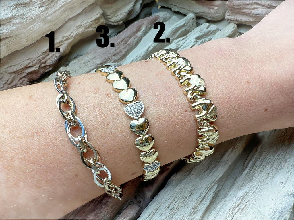 375er Goldarmband - Bicolor - Modern - Länge: 17,5-19 cm - Breite: 8 mm - Gewicht: 4,2 Gramm