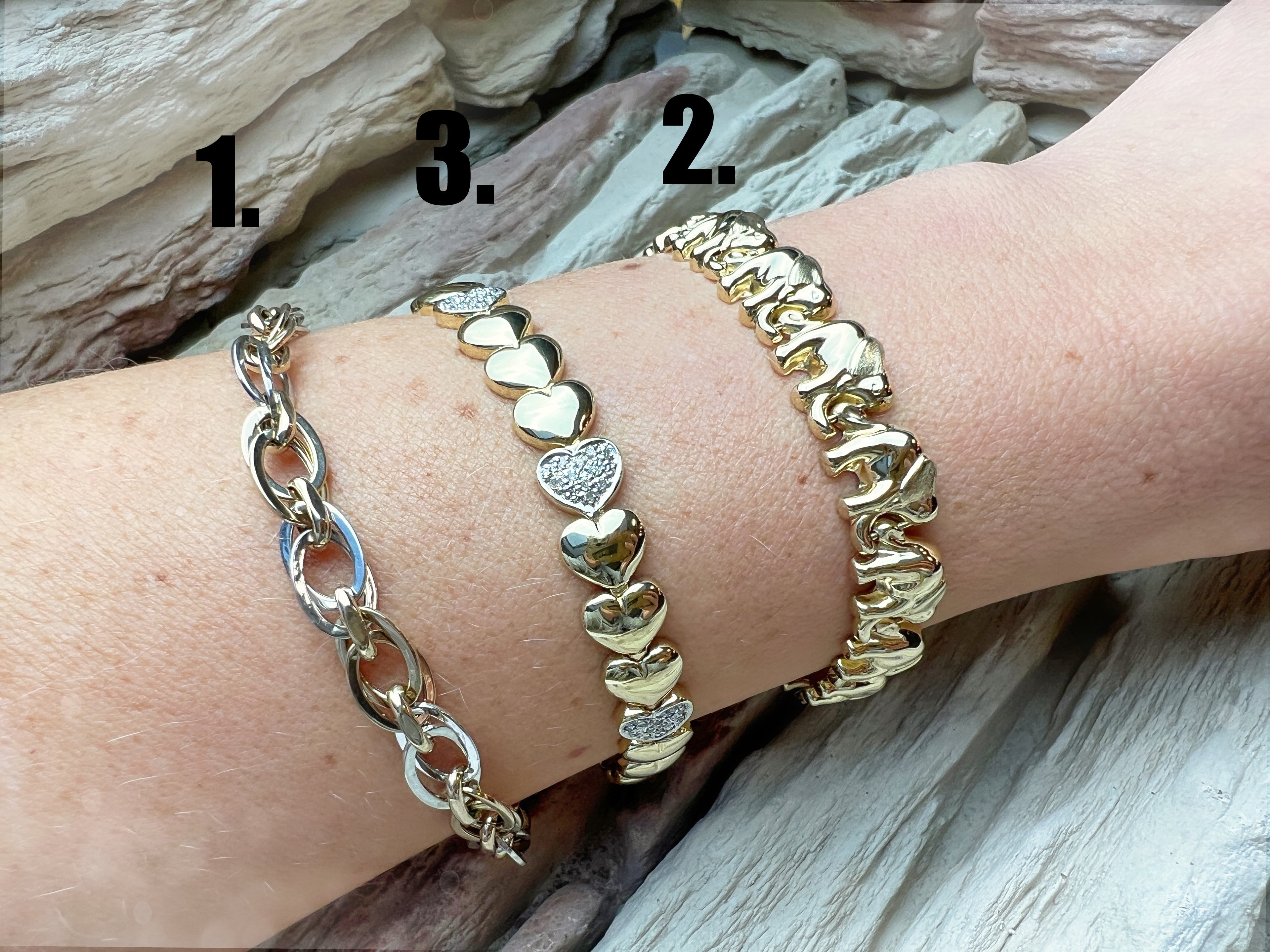 375er Goldarmband - Bicolor - Modern - Länge: 17,5-19 cm - Breite: 8 mm - Gewicht: 4,2 Gramm