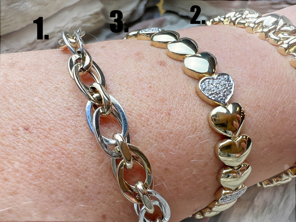 375er Goldarmband - Bicolor - Modern - Länge: 17,5-19 cm - Breite: 8 mm - Gewicht: 4,2 Gramm