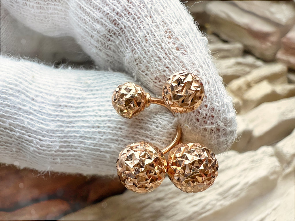 Doppelohrringe Kugeln 585er Roségold - UNIKAT