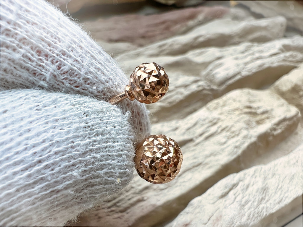 Doppelohrringe Kugeln 585er Roségold - UNIKAT