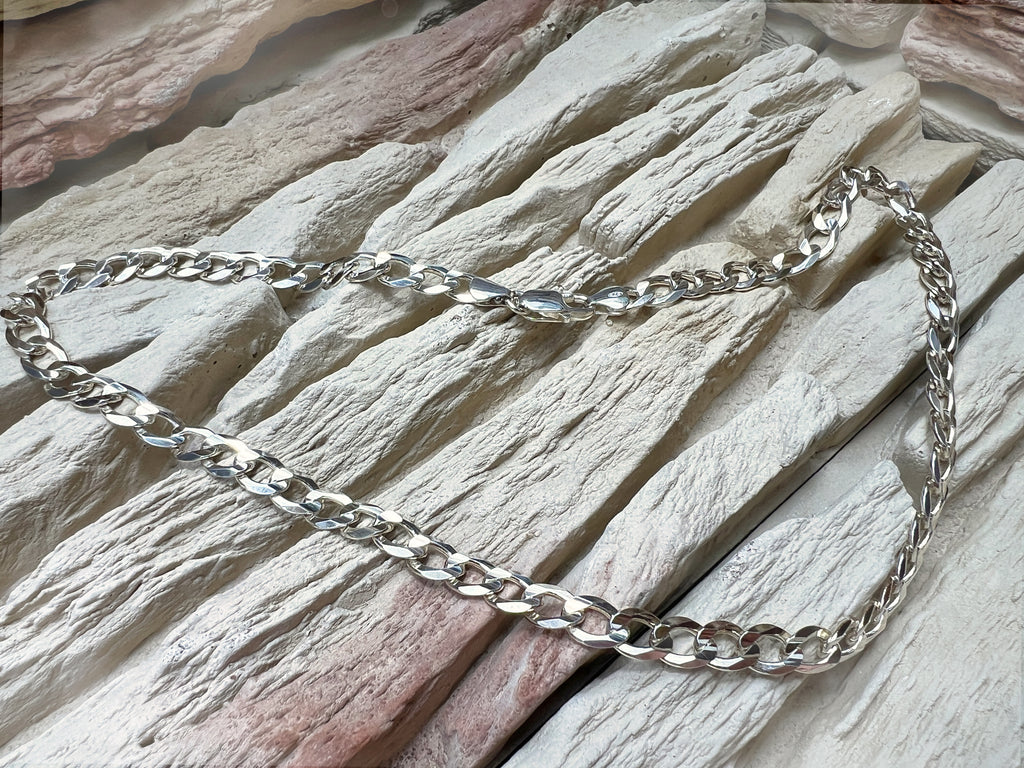 Massive Panzerkette aus 925er Sterling Silber – 50 cm | 8 mm