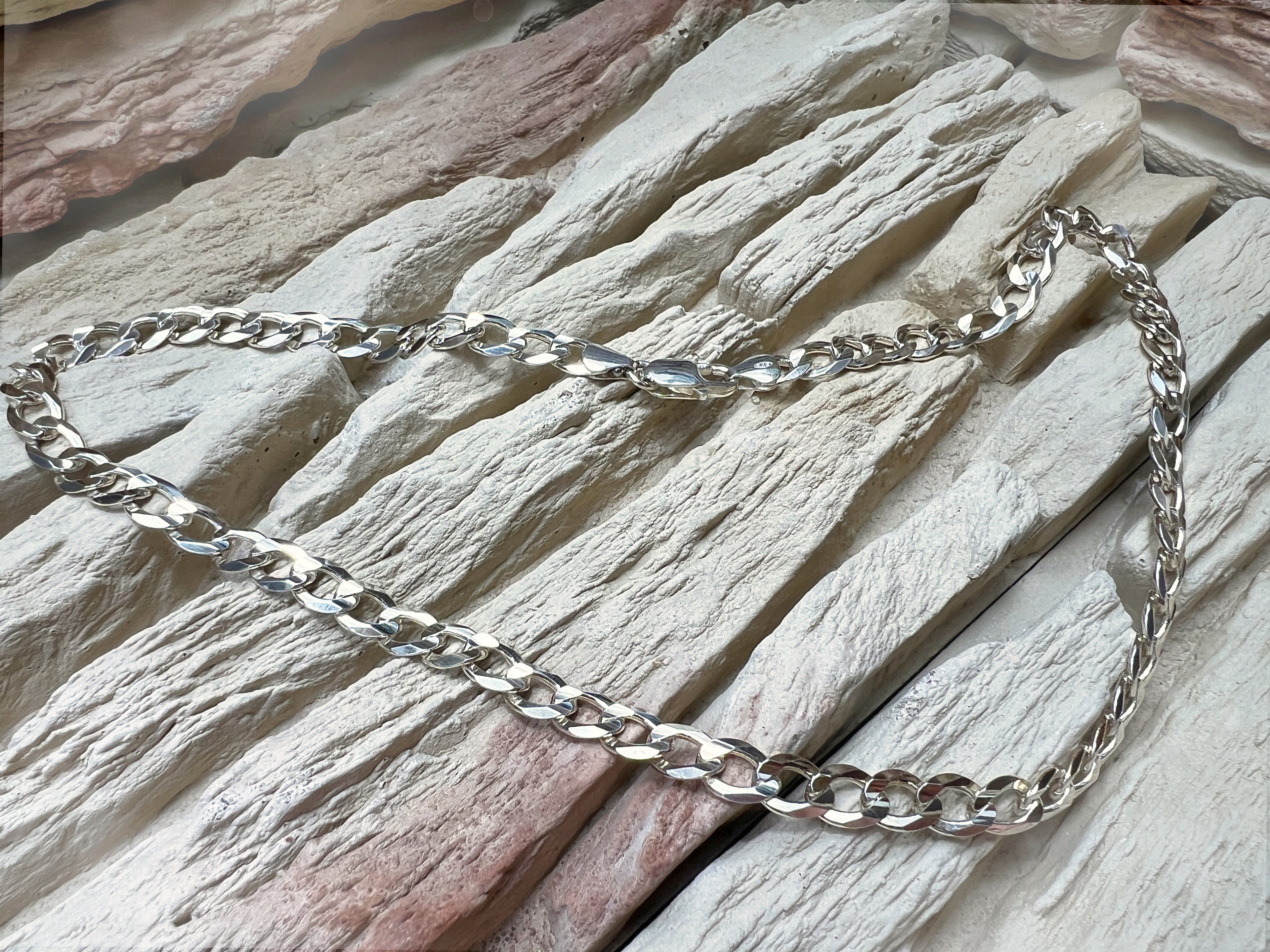 Massive Panzerkette aus 925er Sterling Silber – 50 cm | 8 mm