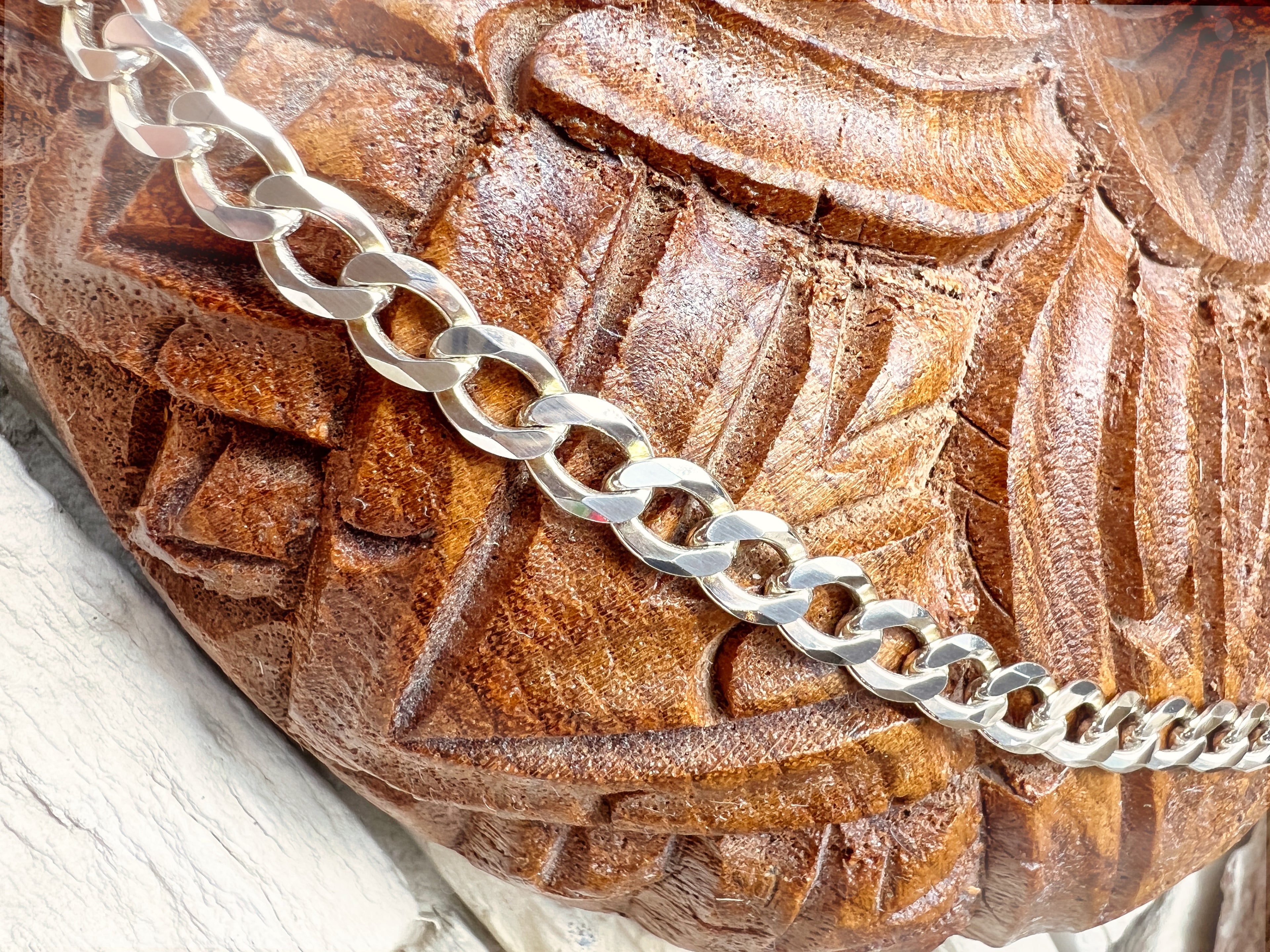 Massive Panzerkette aus 925er Sterling Silber – 50 cm | 7 mm